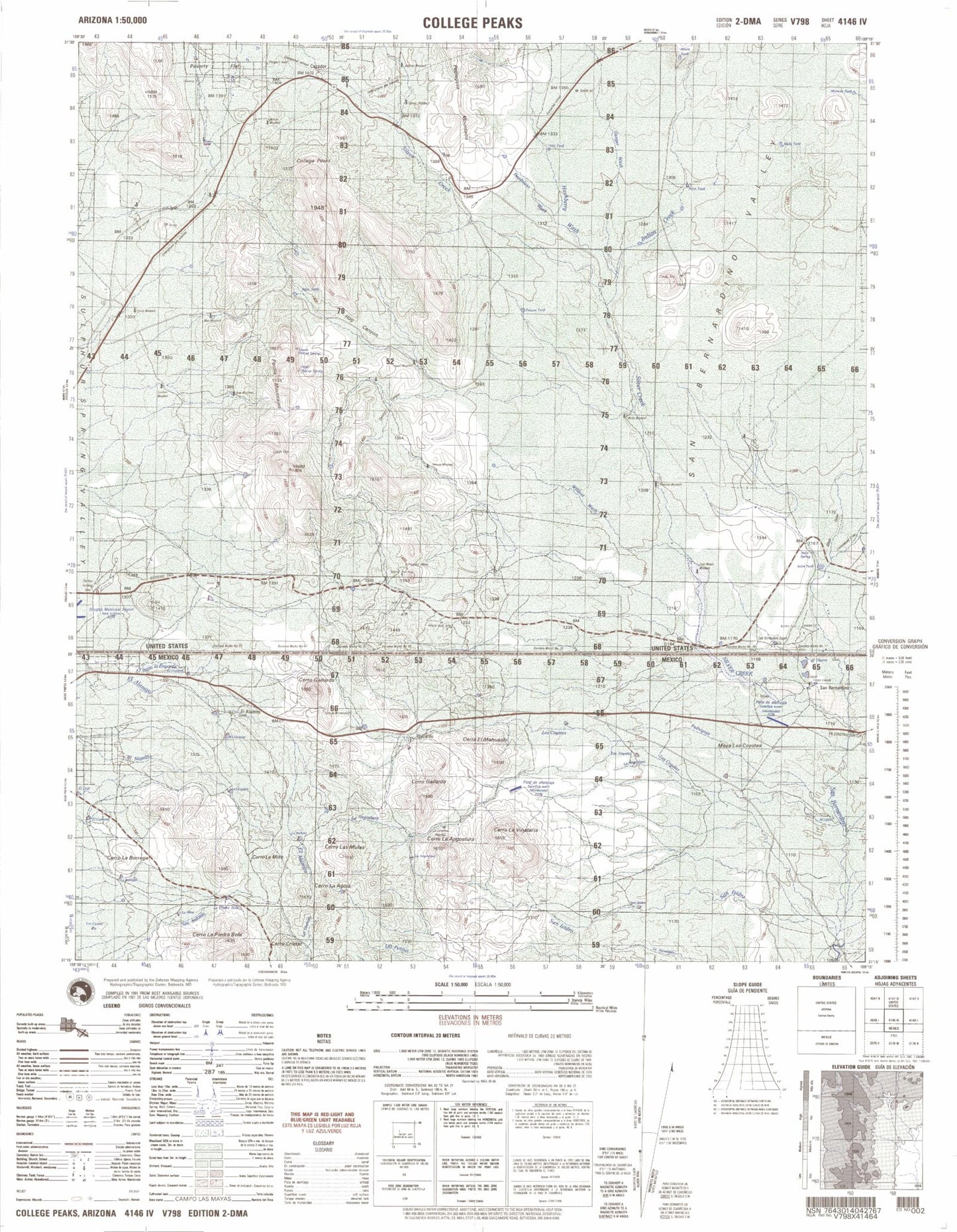 College Peaks Arizona Military 1:50,000 Map