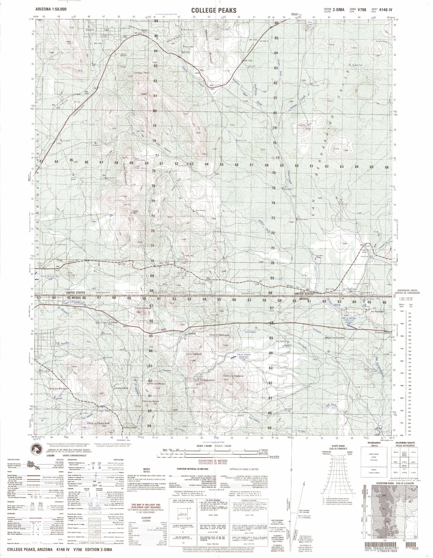 College Peaks Arizona Military 1:50,000 Map