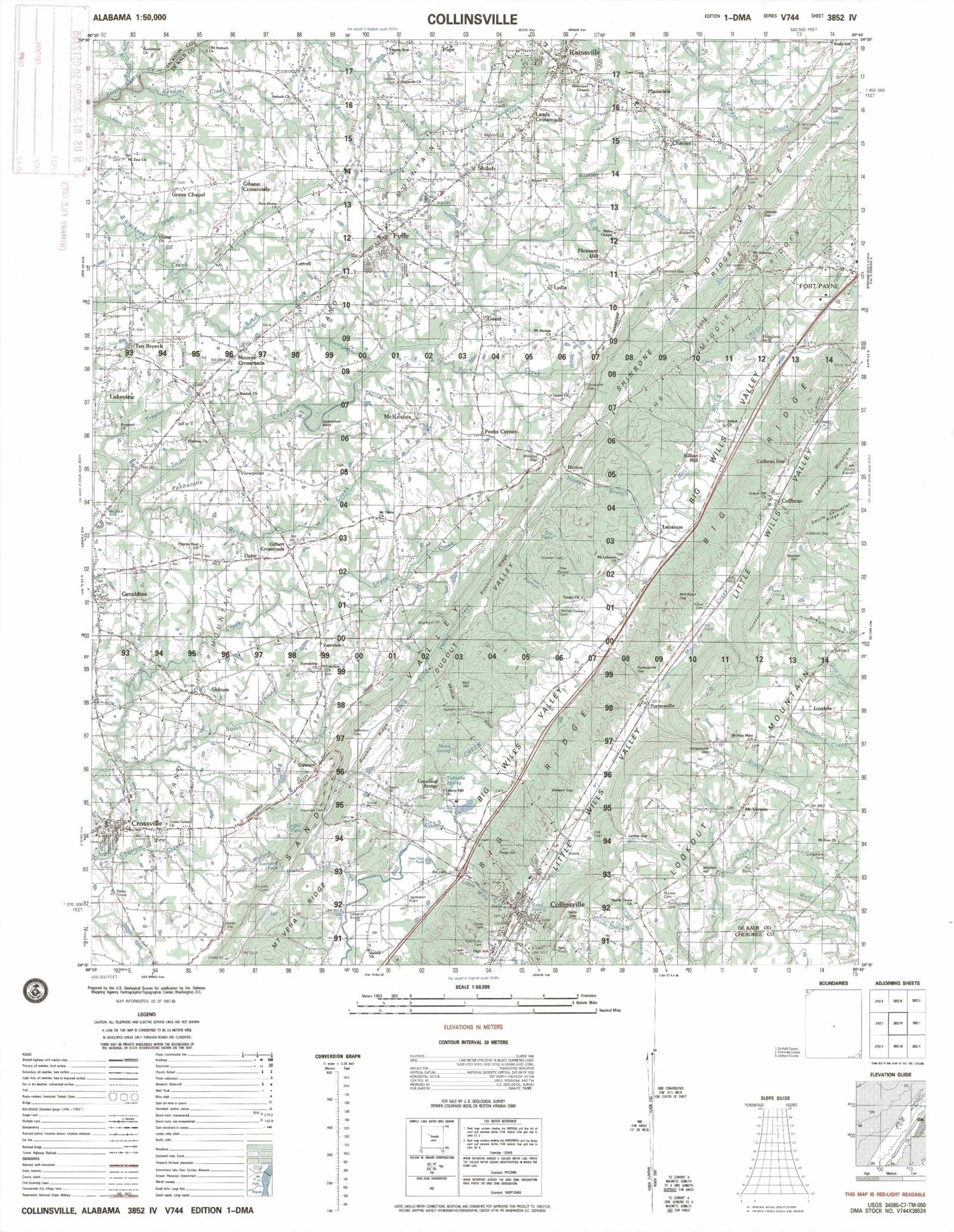 Collinsville Alabama Military 1:50,000 Map