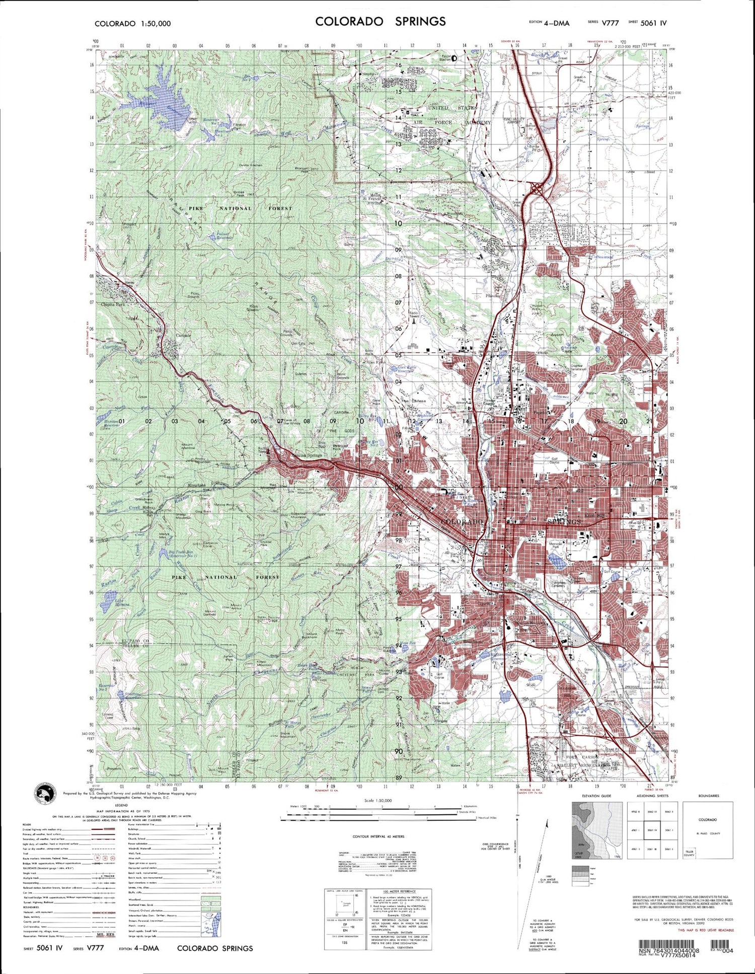 Colorado Springs Colorado Military 1:50,000 Map