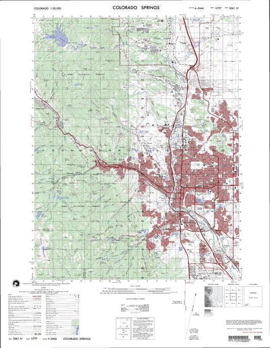 Colorado Springs Colorado Military 1:50,000 Map