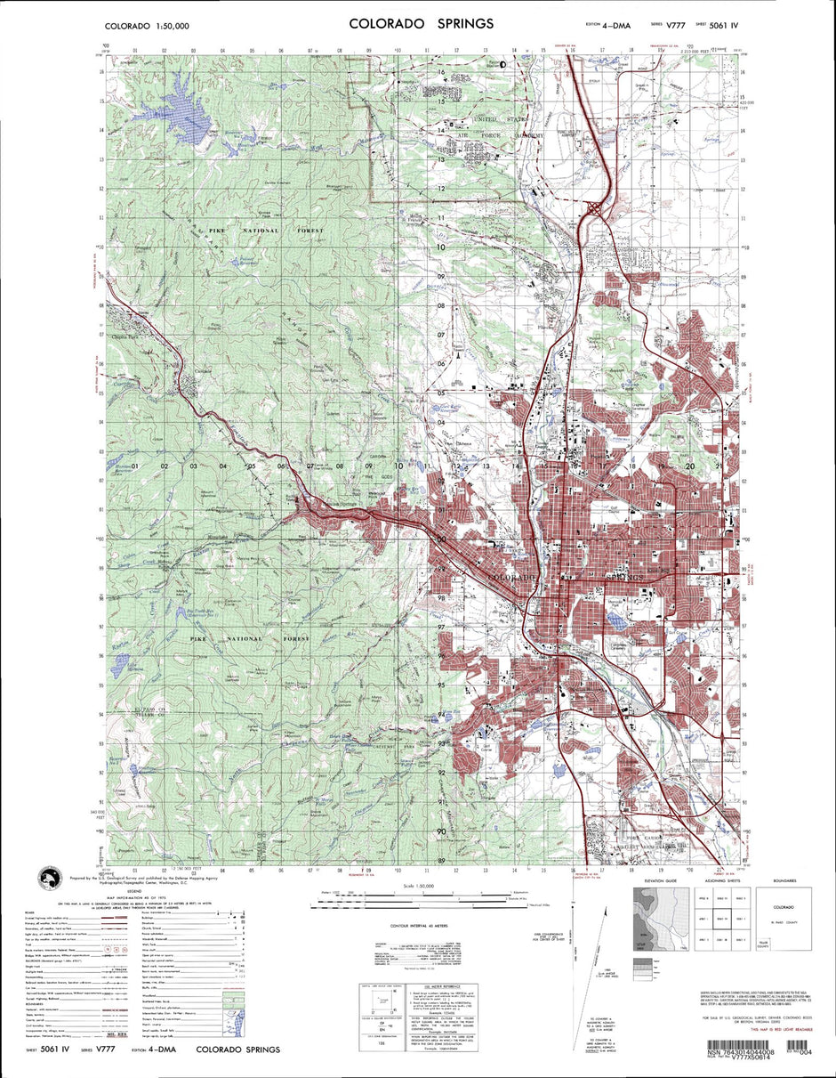 Military Maps MyTopo Map Store - MILITARY 50k COLORADO SPRINGS CO 1975 940x 