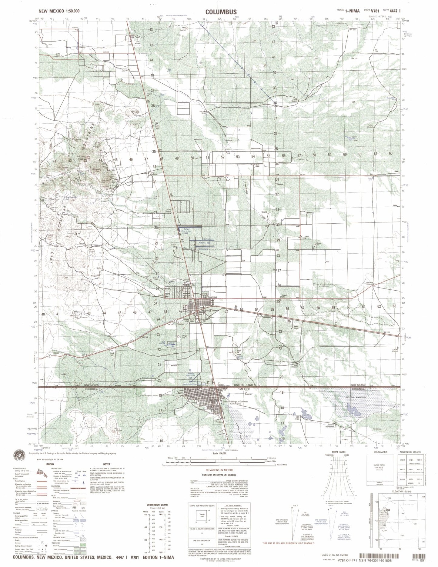 Columbus New Mexico Military 1:50,000 Map