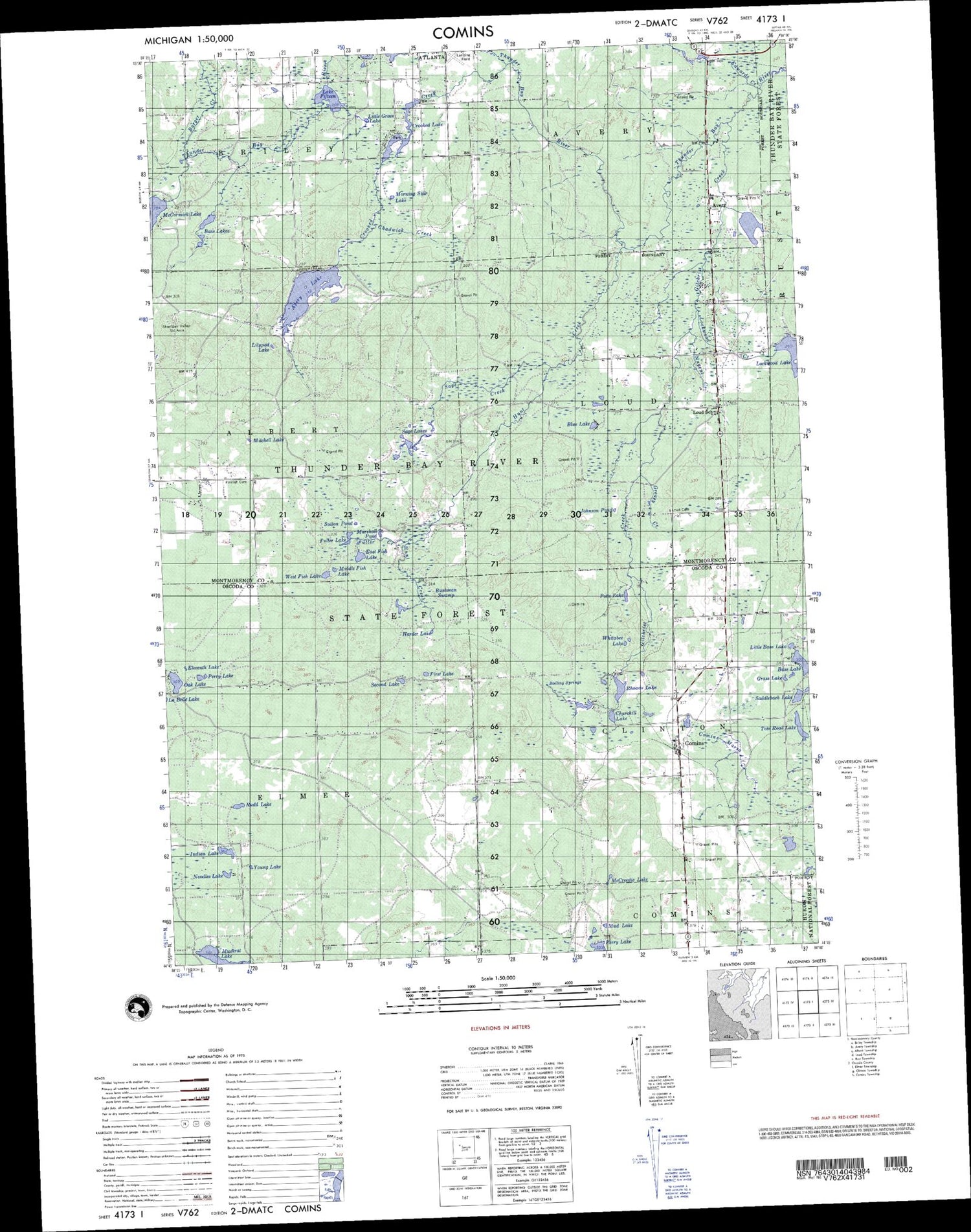 Comins Michigan Military 1:50,000 Map