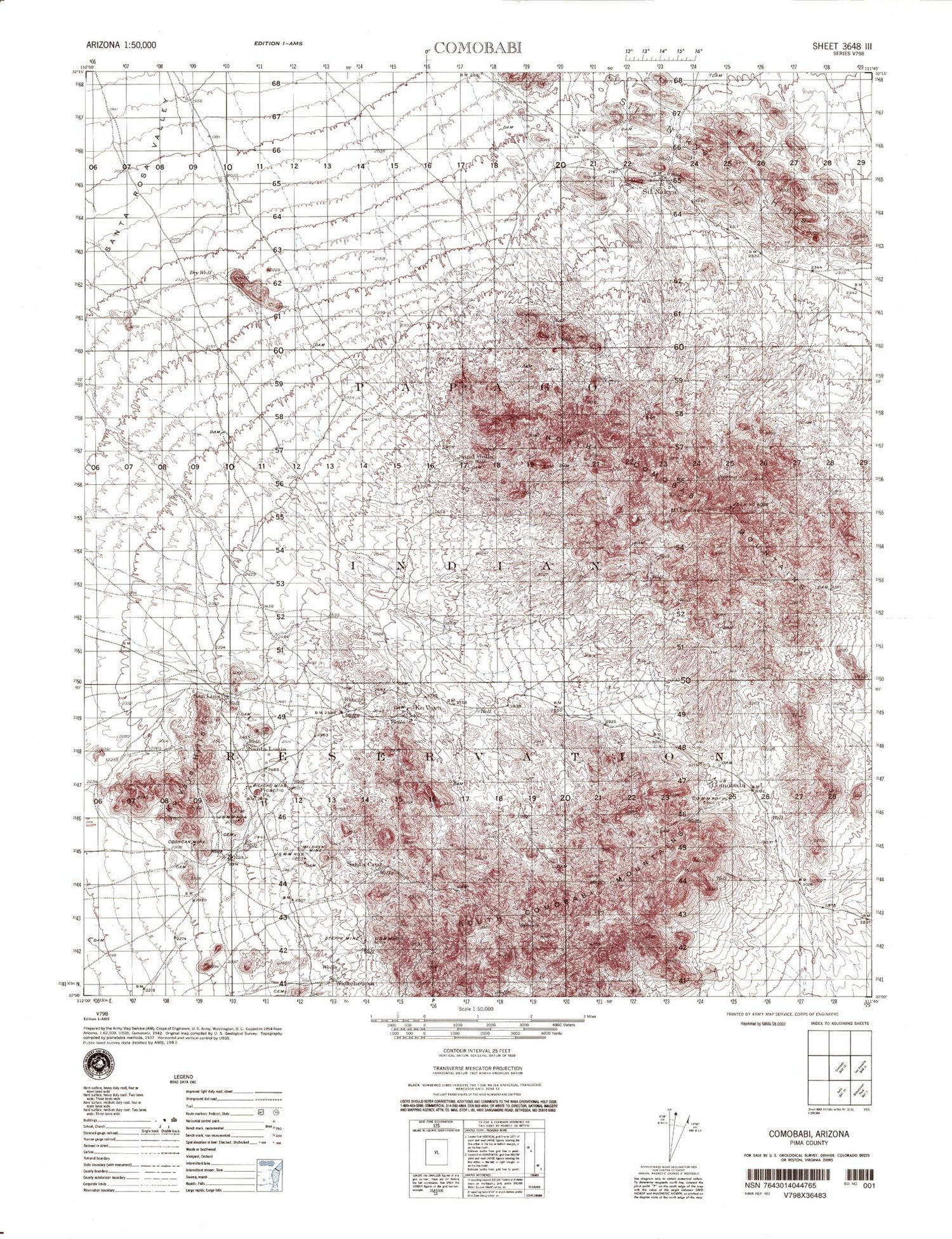 Comobabi Arizona Military 1:50,000 Map