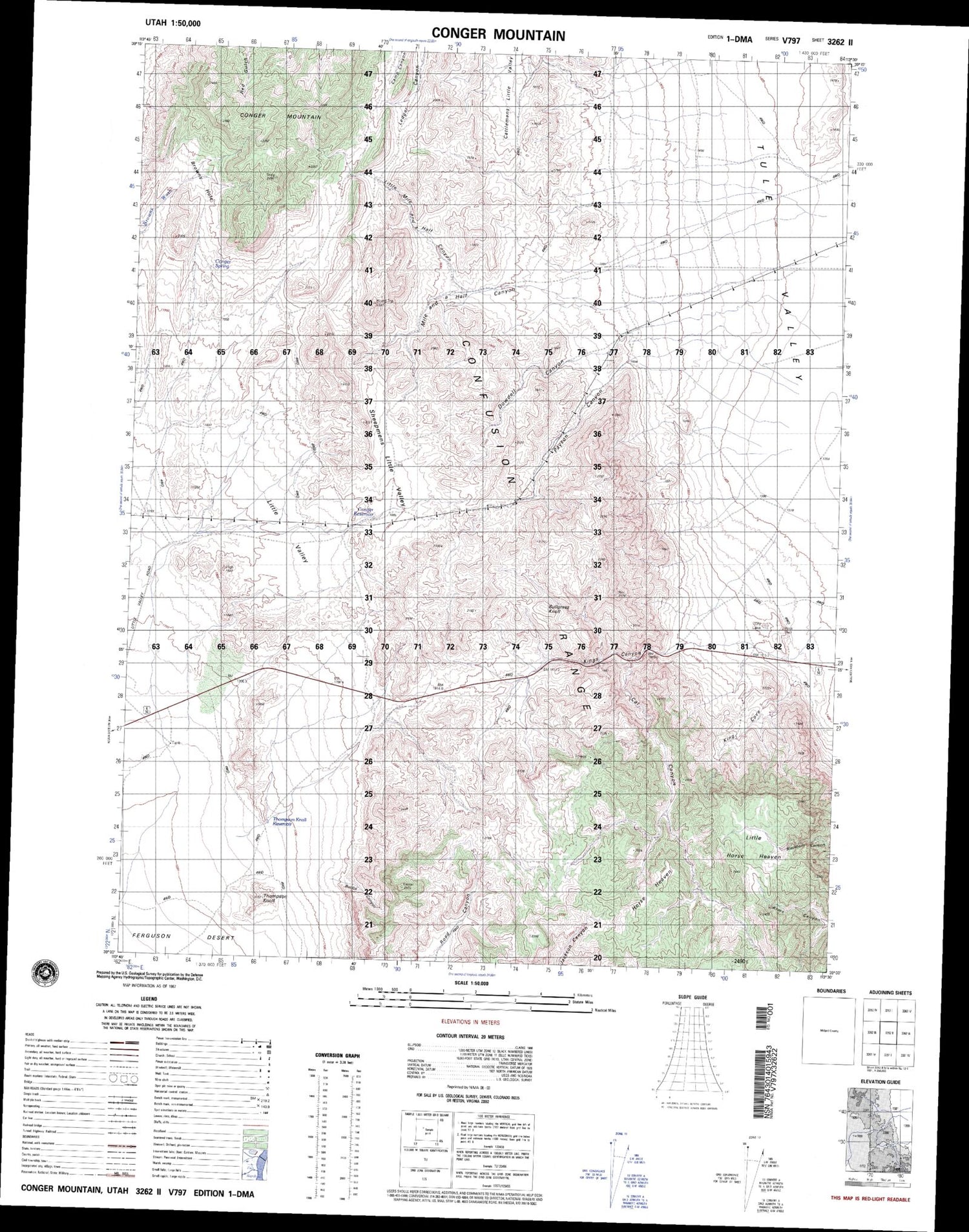 Conger Mountain Utah Military 1:50,000 Map