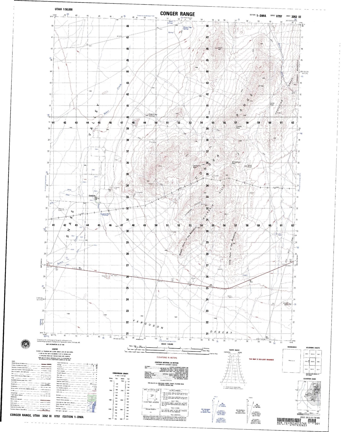 Conger Range Utah Military 1:50,000 Map