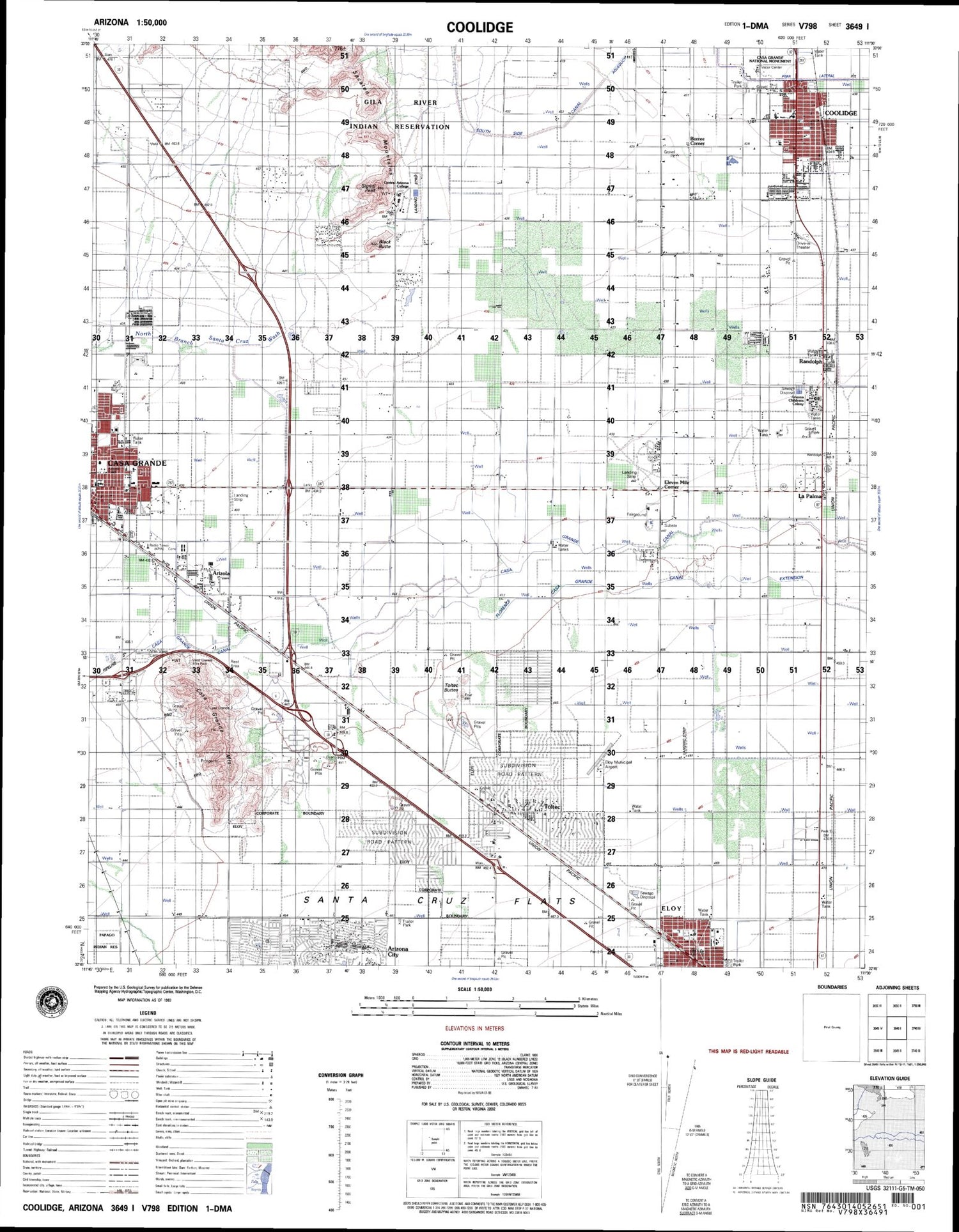 Coolidge Arizona Military 1:50,000 Map