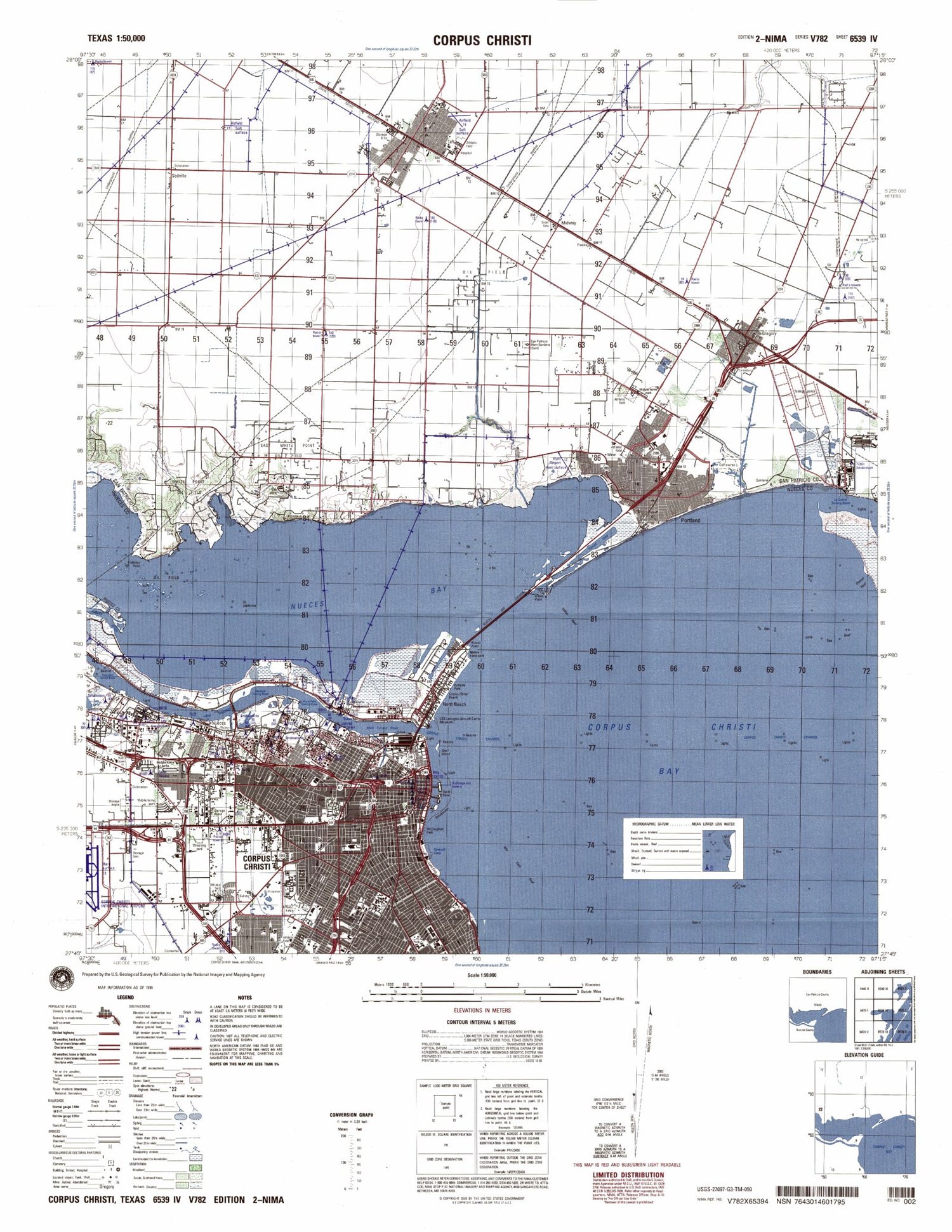 Corpus Christi Texas Military 1:50,000 Map