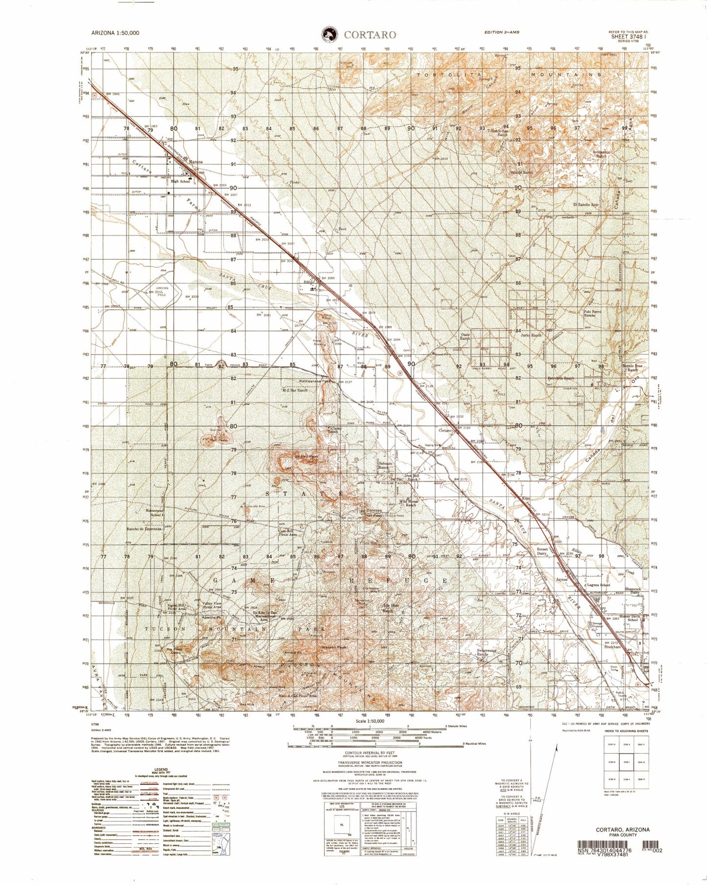 Cortaro Arizona Military 1:50,000 Map