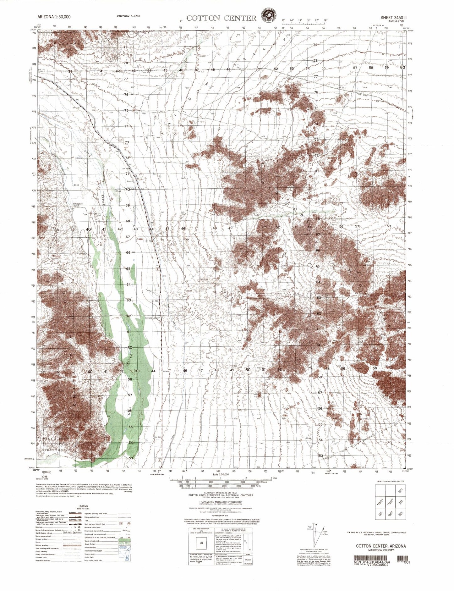 Cotton Center Arizona Military 1:50,000 Map