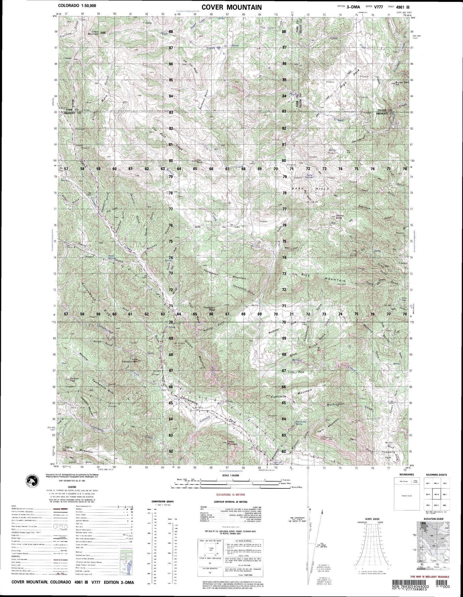 Cover Mountain Colorado Military 1:50,000 Map – MyTopo Map Store