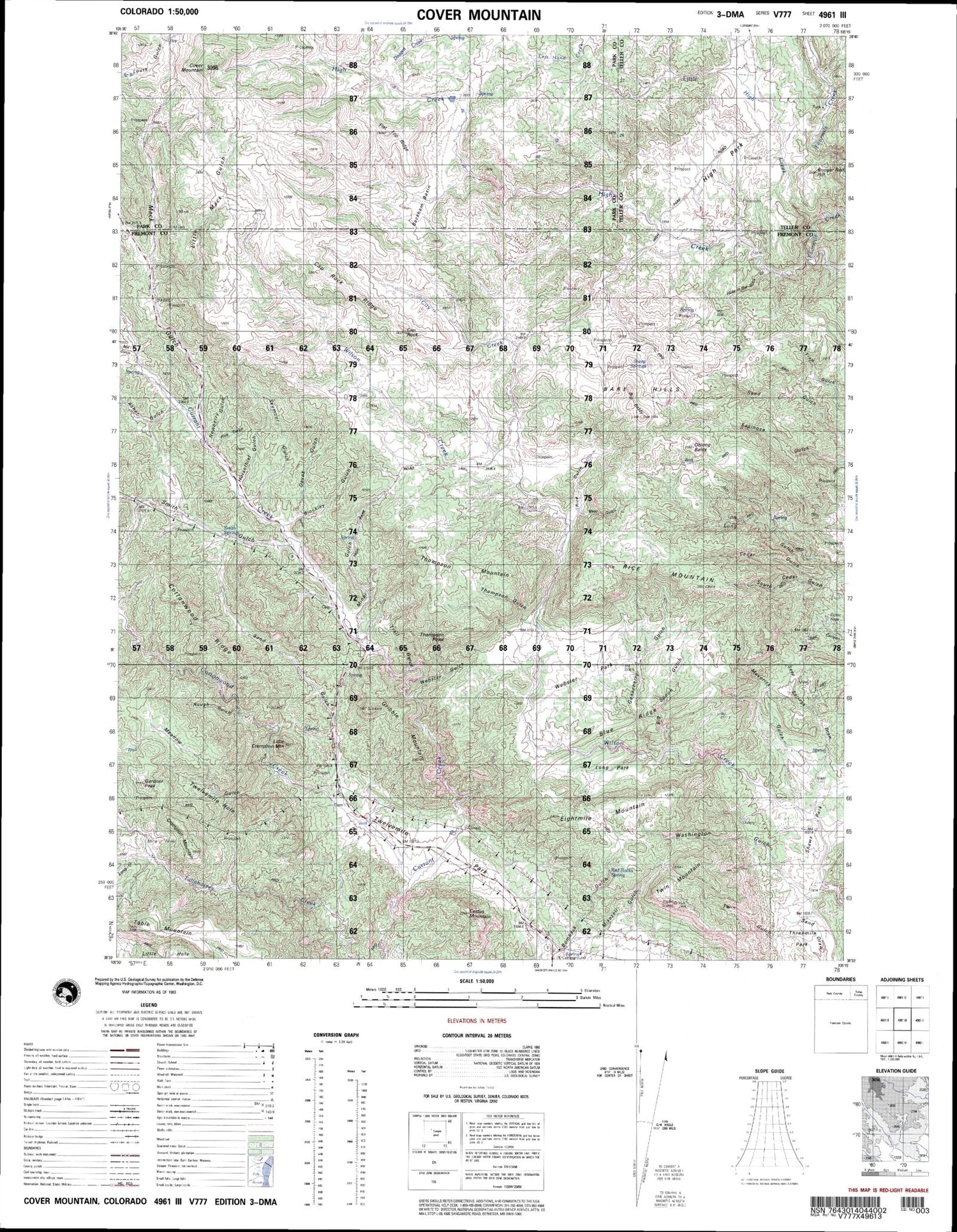 Cover Mountain Colorado Military 1:50,000 Map