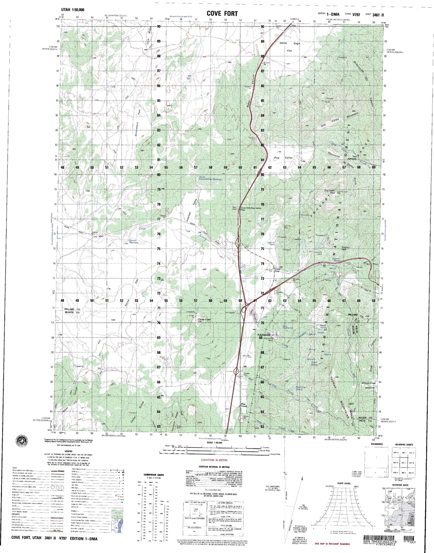 Cove Fort Utah Military 1:50,000 Map