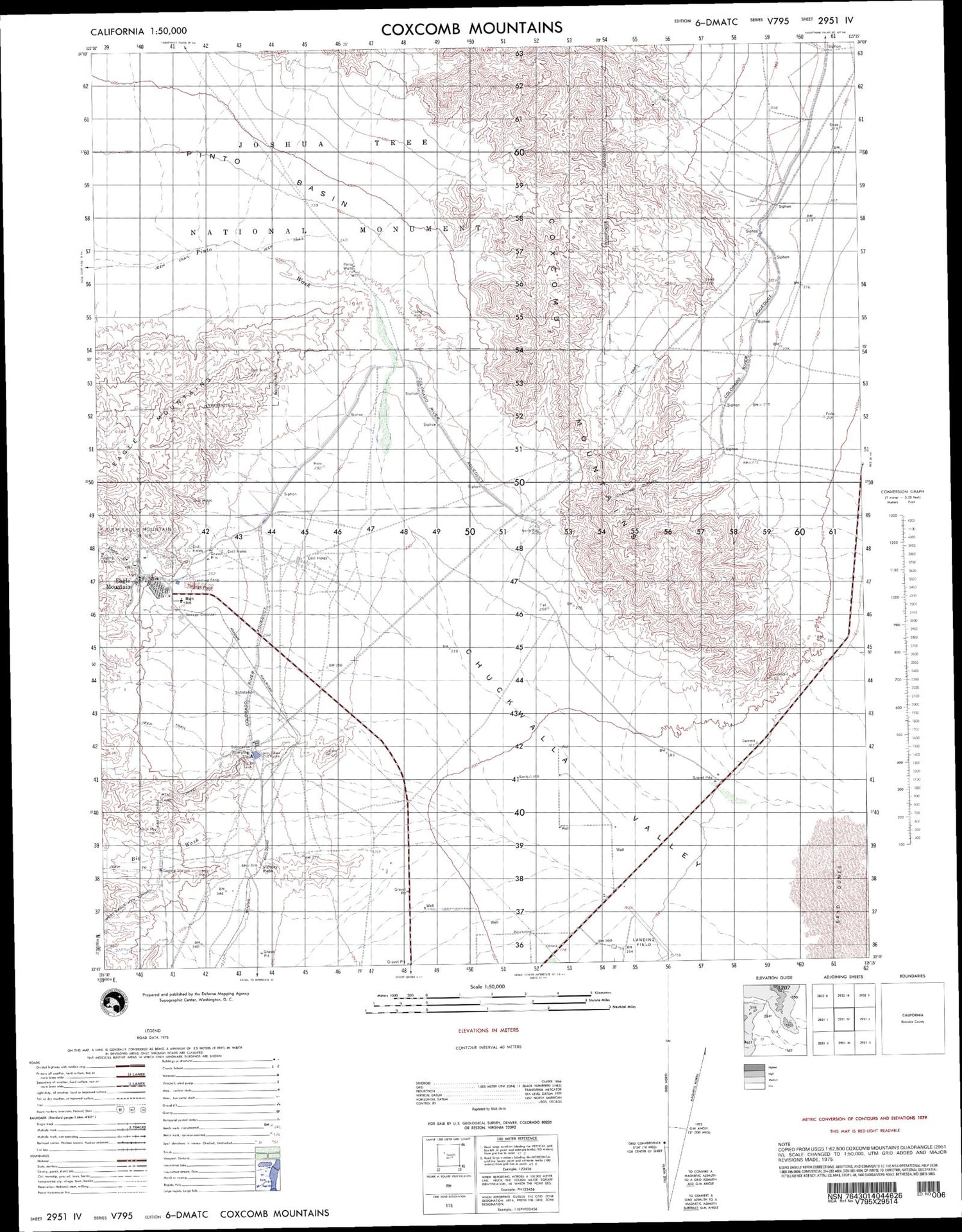 Coxcomb Mountains California Military 1:50,000 Map