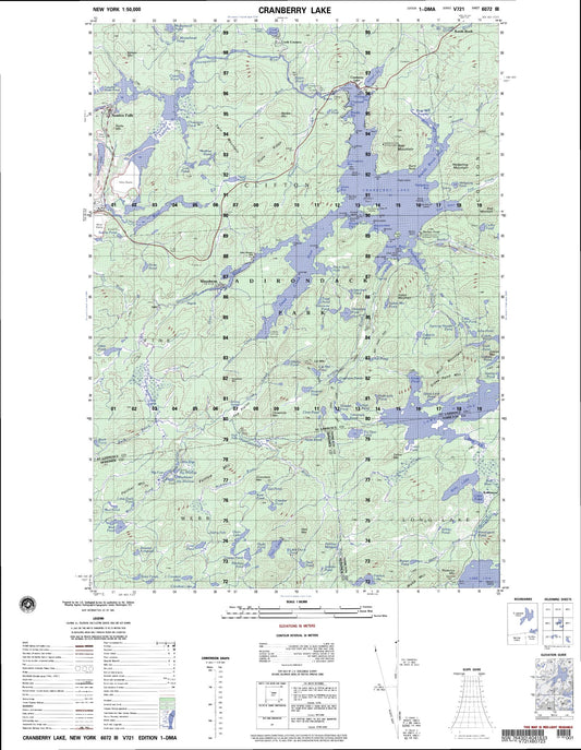 Cranberry Lake New York Military 1:50,000 Map