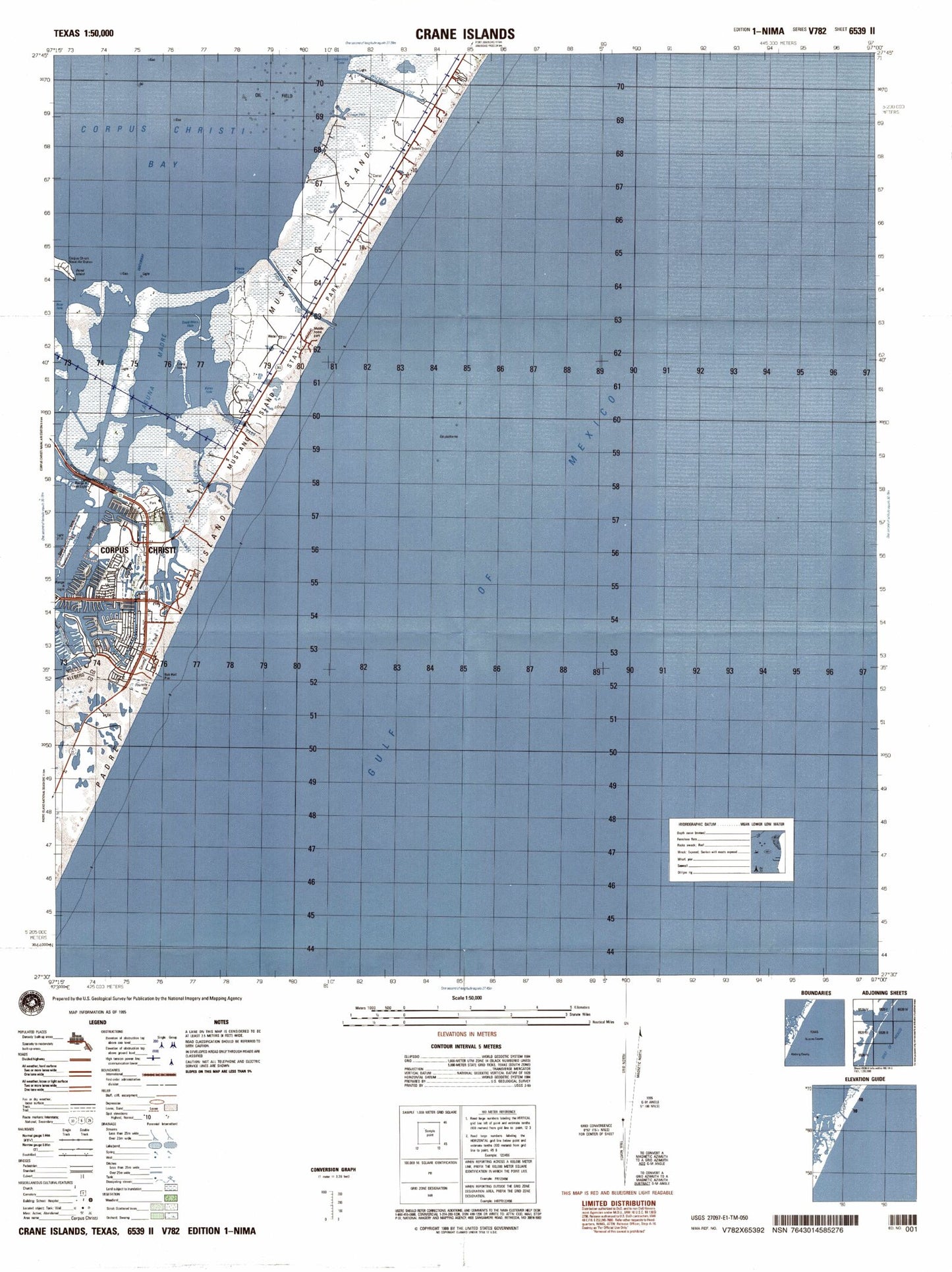 Crane Islands Texas Military 1:50,000 Map