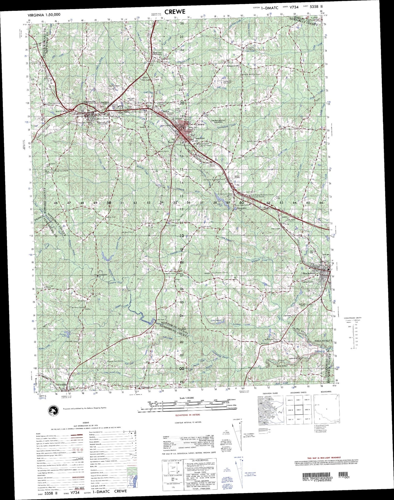 Crewe Virginia Military 1:50,000 Map