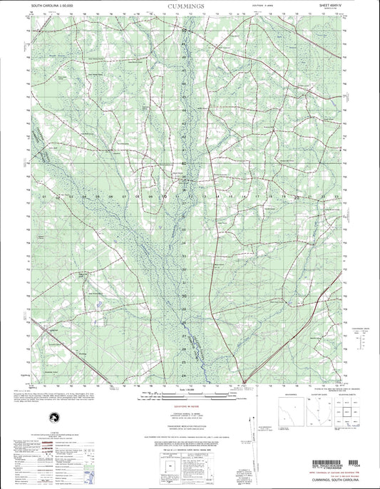 Cummings South Carolina Military 1:50,000 Map