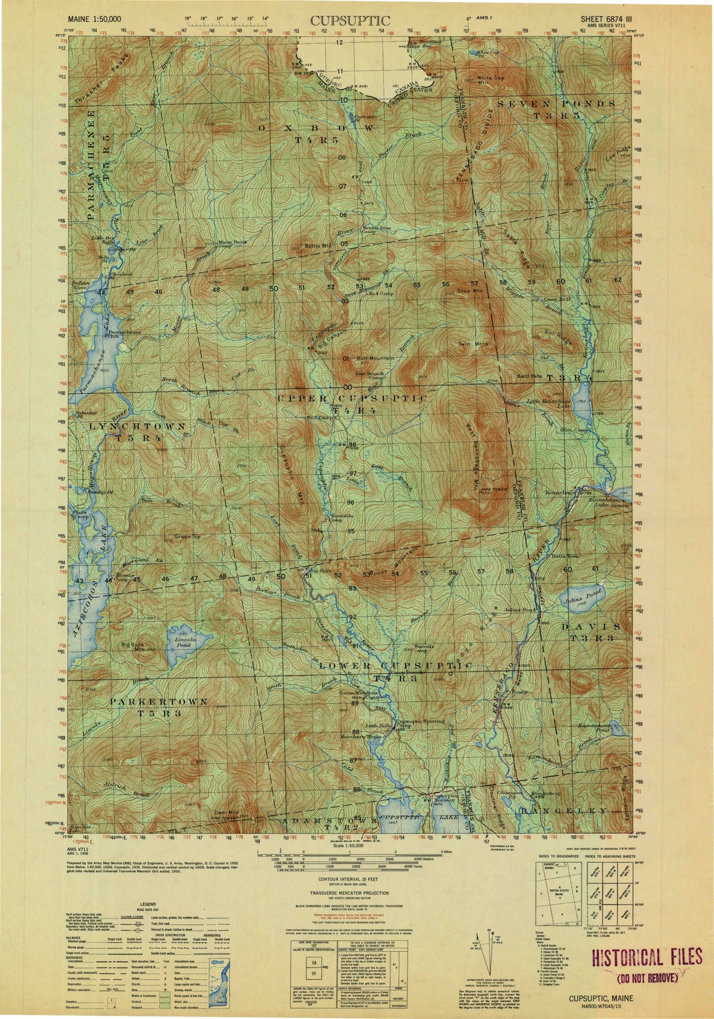 Cupsuptic Maine Military 1:50,000 Map