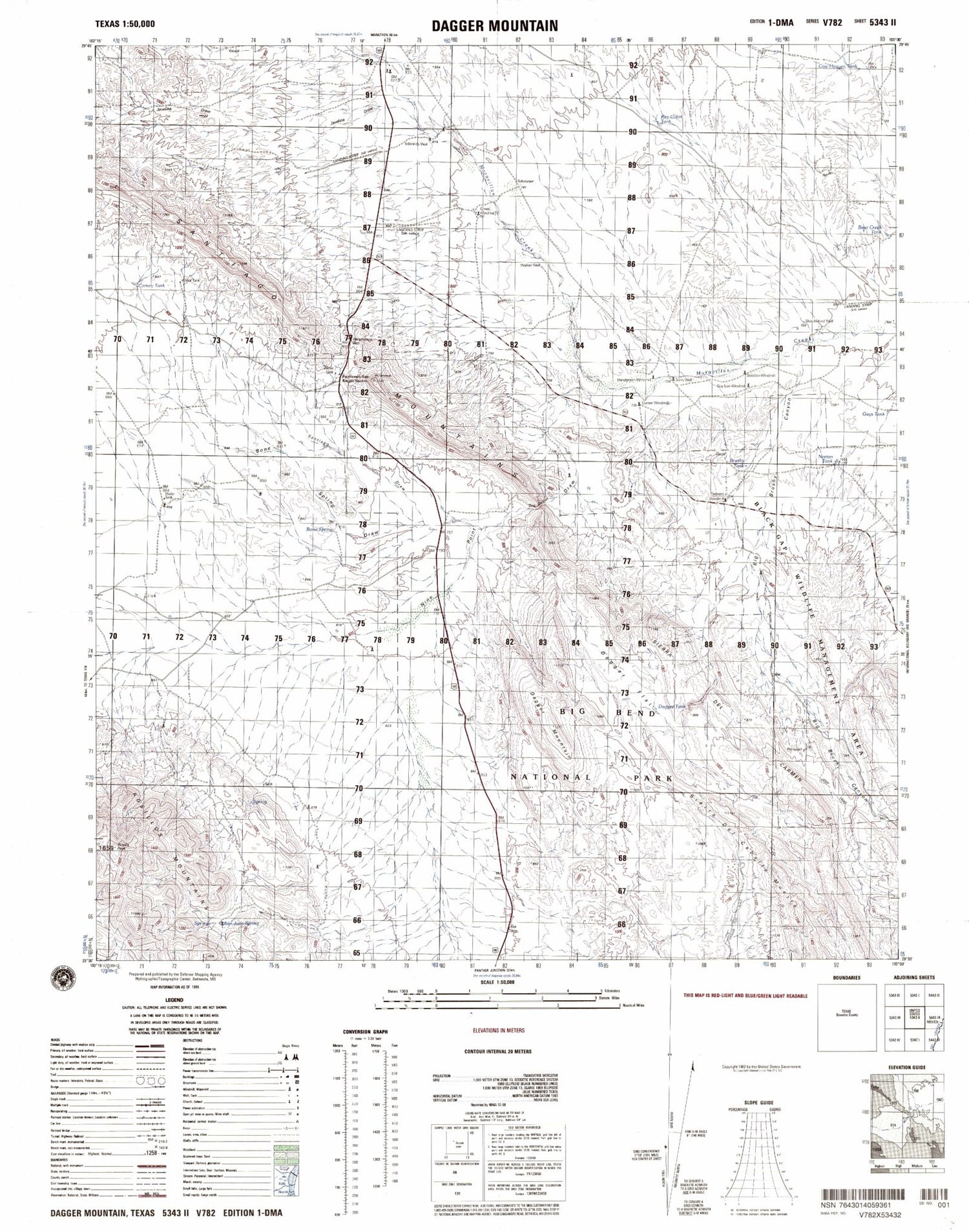 Dagger Mountain Texas Military 1:50,000 Map