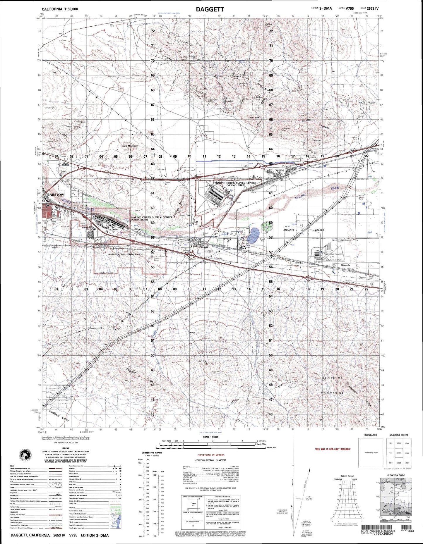 Daggett California Military 1:50,000 Map