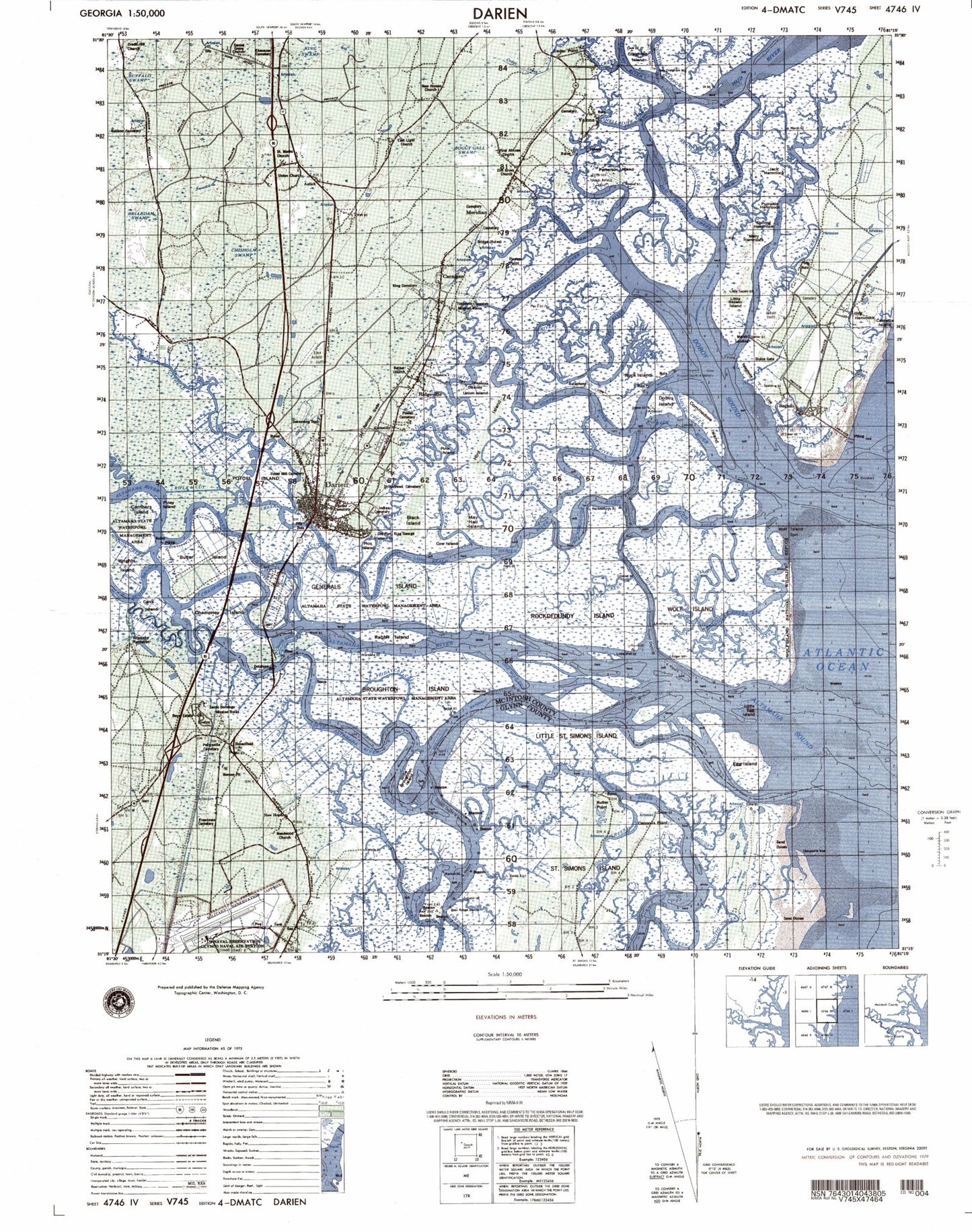 Darien Georgia Military 1:50,000 Map