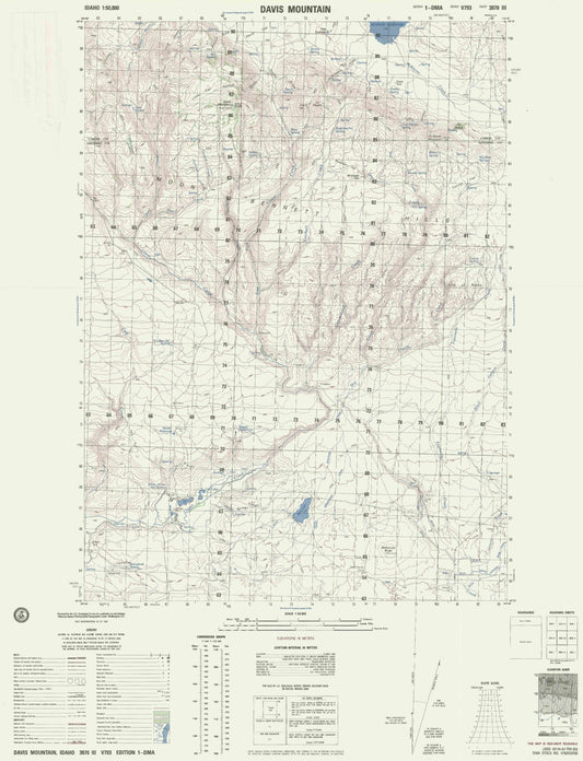 Davis Mountain Idaho Military 1:50,000 Map