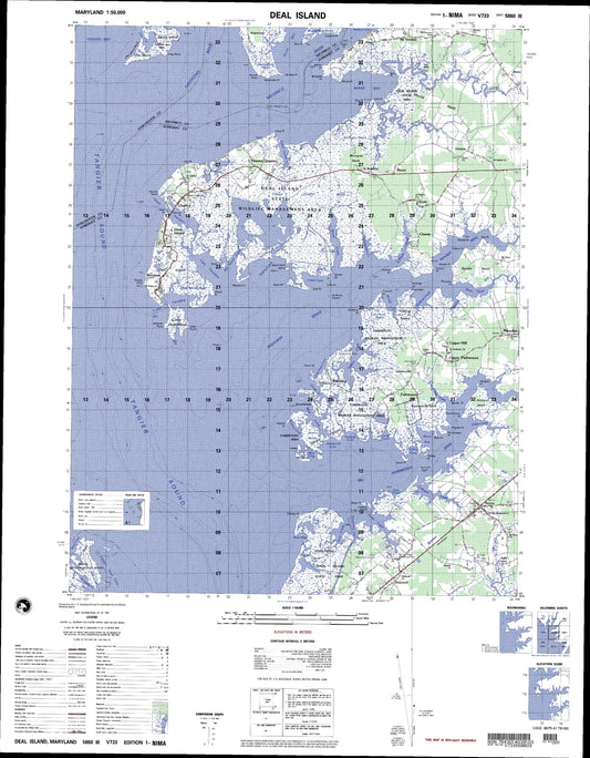 Deal Island Maryland Military 1:50,000 Map