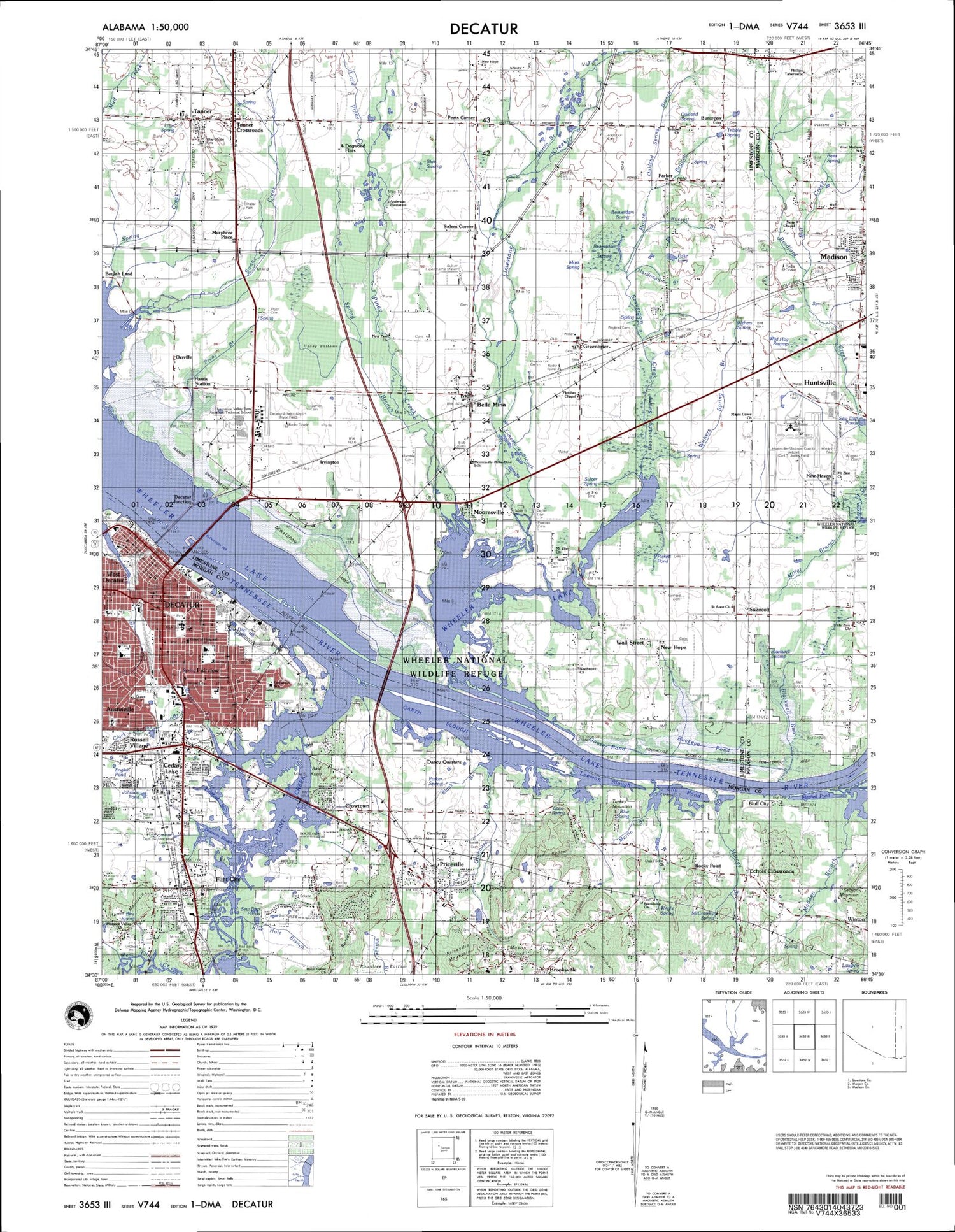 Decatur Alabama Military 1:50,000 Map