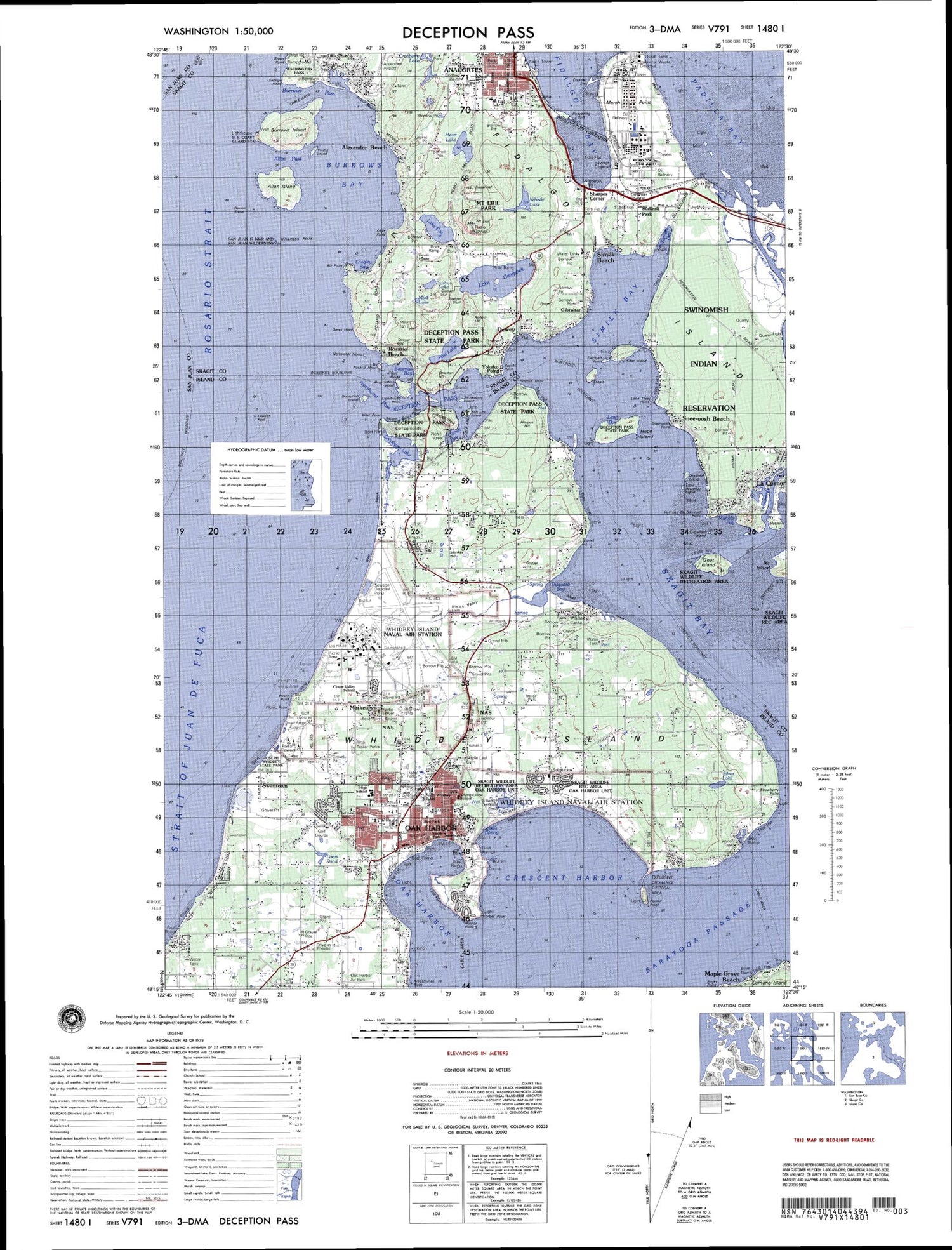 Deception Pass Washington Military 1:50,000 Map