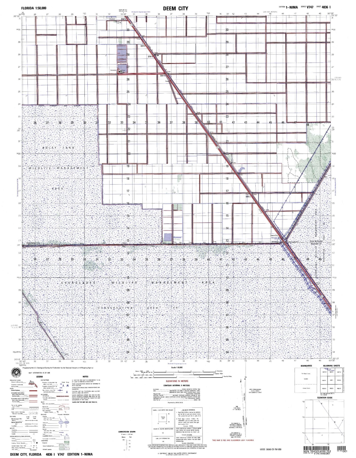 Deem City Florida Military 1:50,000 Map