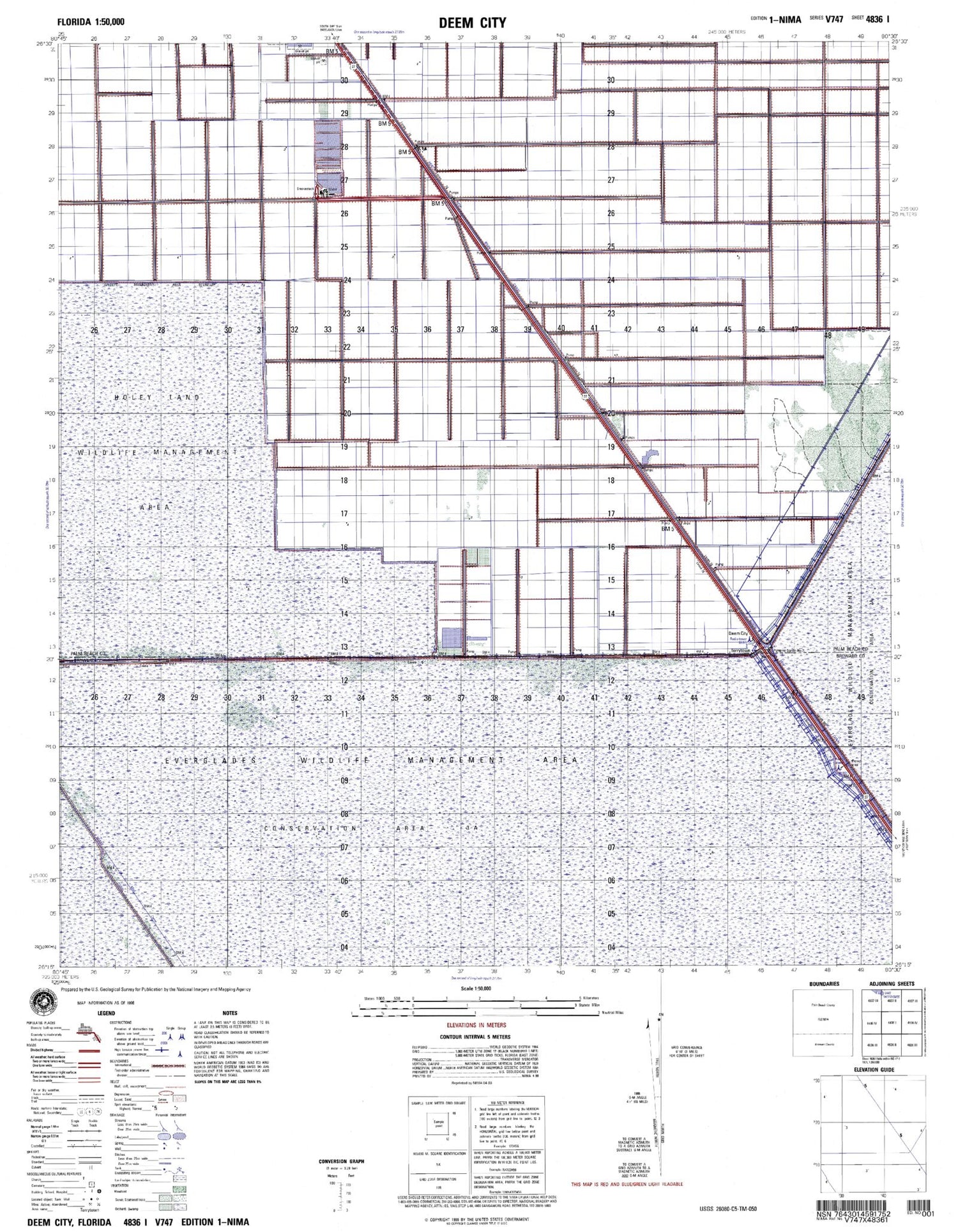 Deem City Florida Military 1:50,000 Map