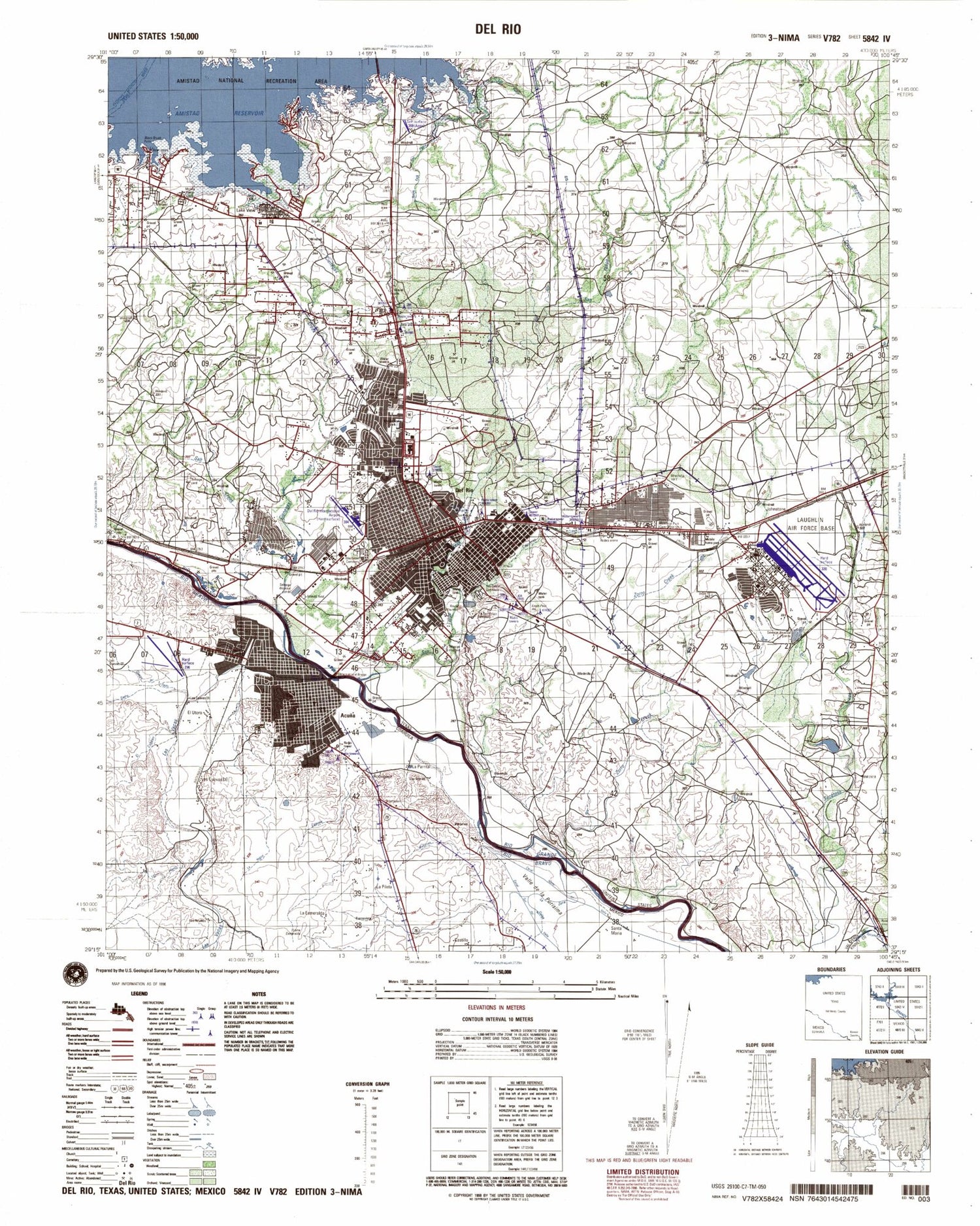 Del Rio Texas Military 1:50,000 Map