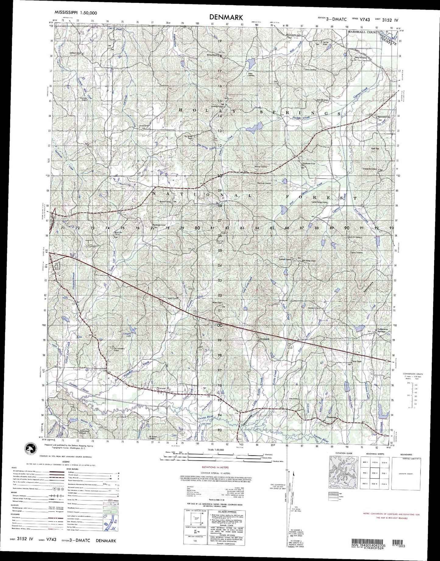 Denmark Mississippi Military 1:50,000 Map