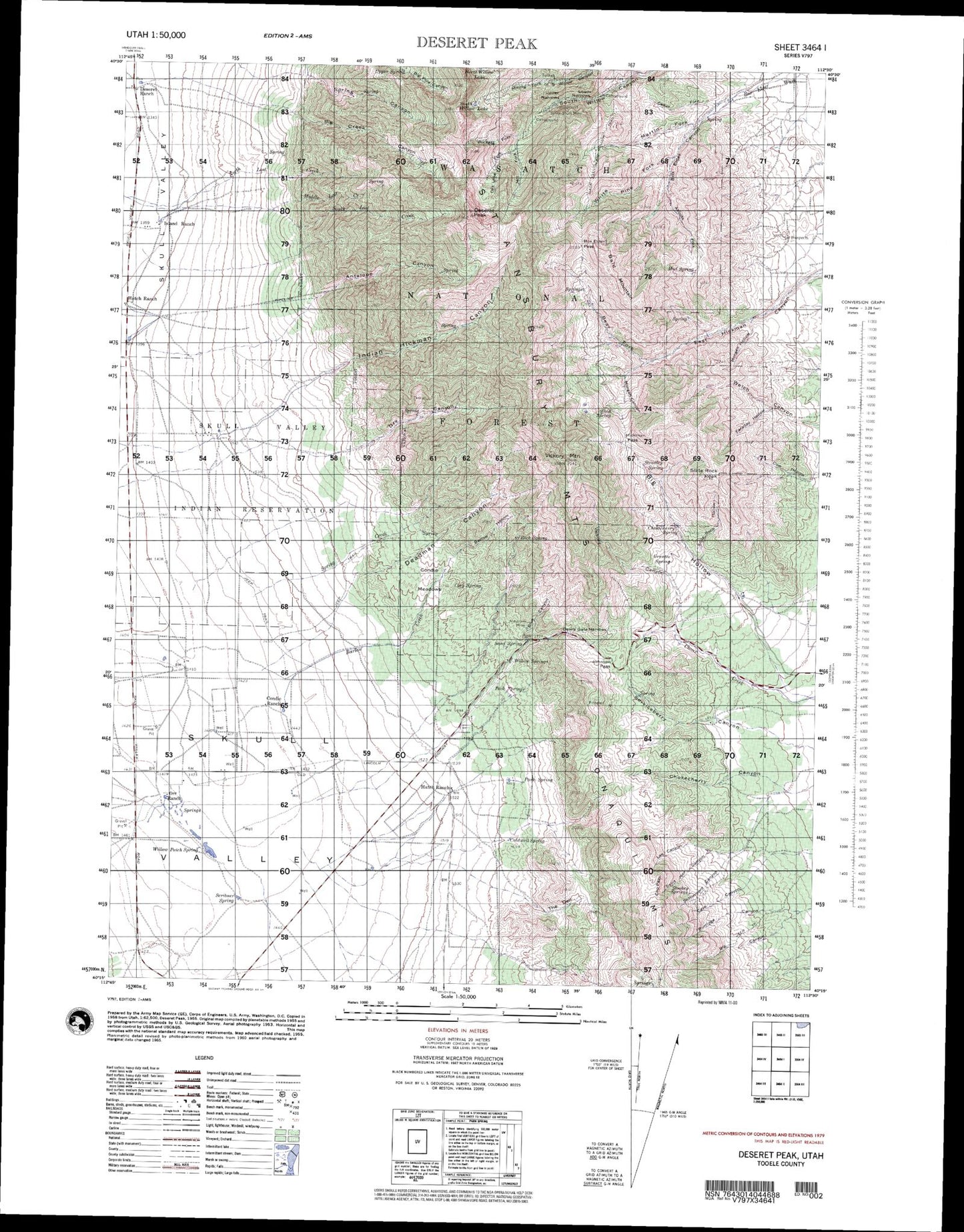 Deseret Peak Utah Military 1:50,000 Map