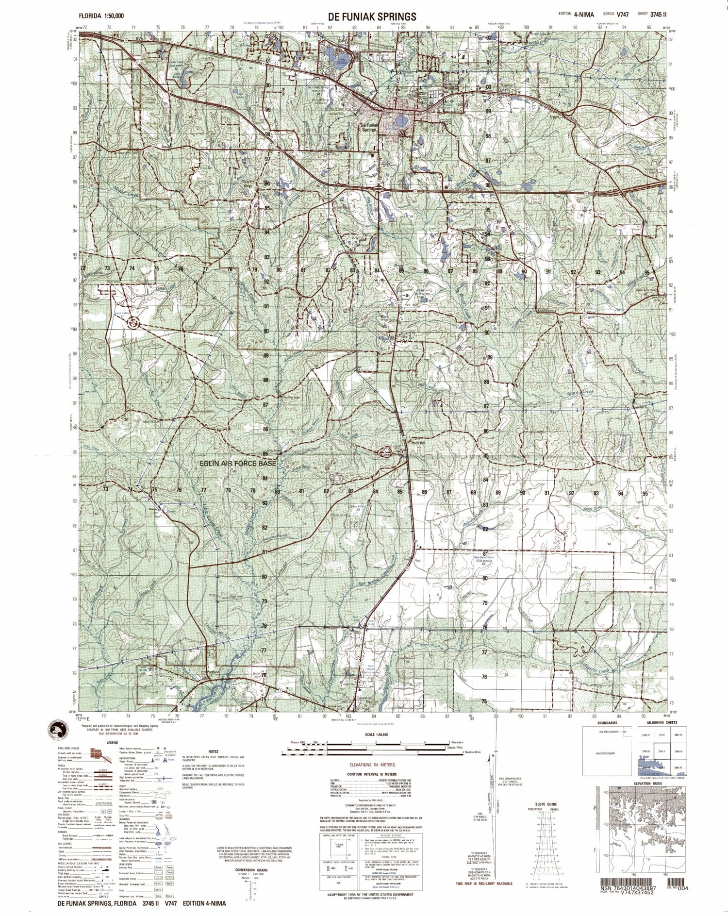 De Funiak Springs Florida Military 1:50,000 Map