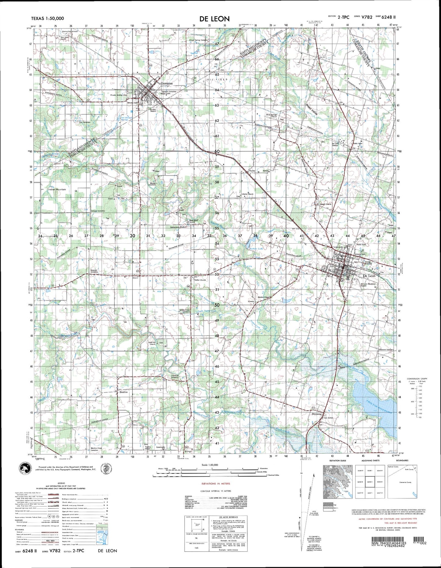 De Leon Texas Military 1:50,000 Map