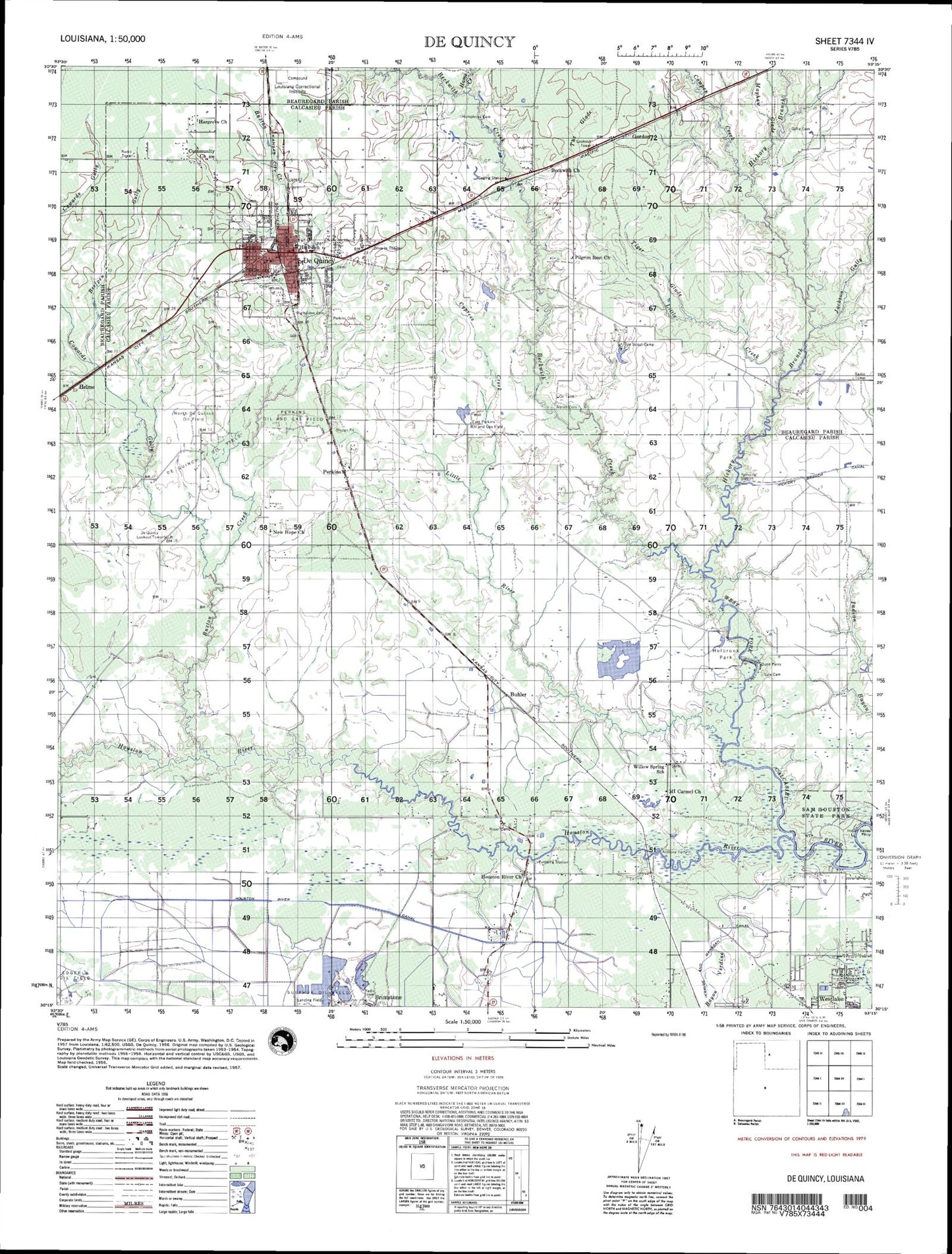 De Quincy Louisiana Military 1:50,000 Map