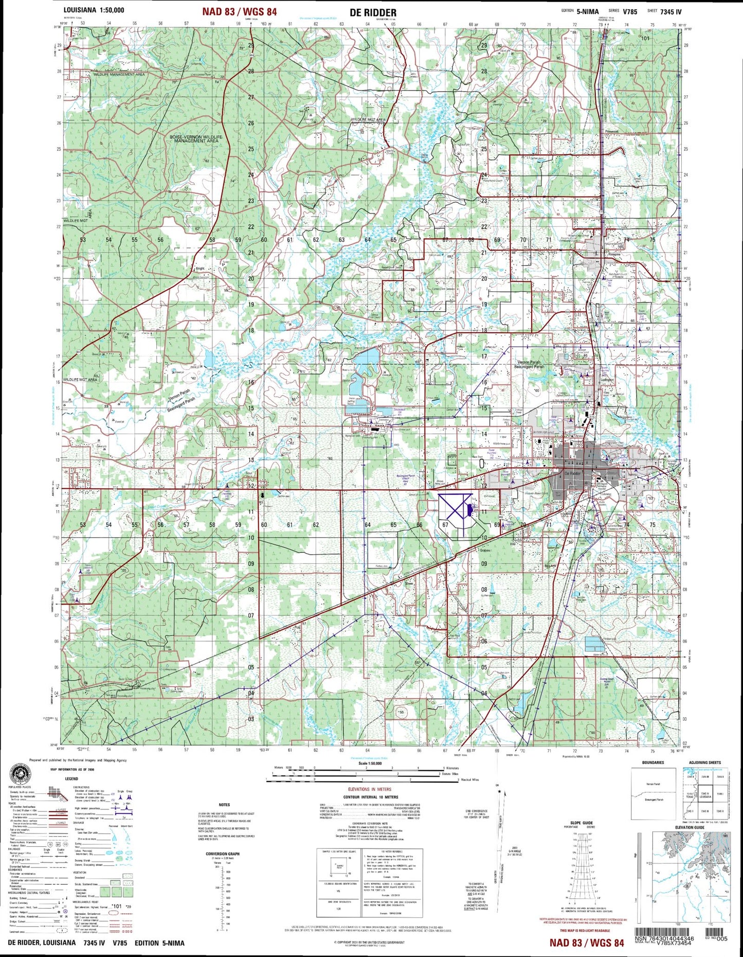 De Ridder Louisiana Military 1:50,000 Map