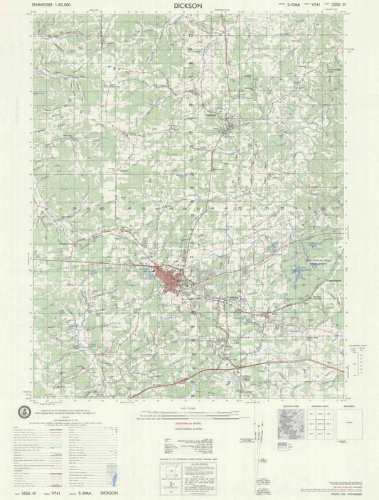 Dickson Tennessee Military 1:50,000 Map