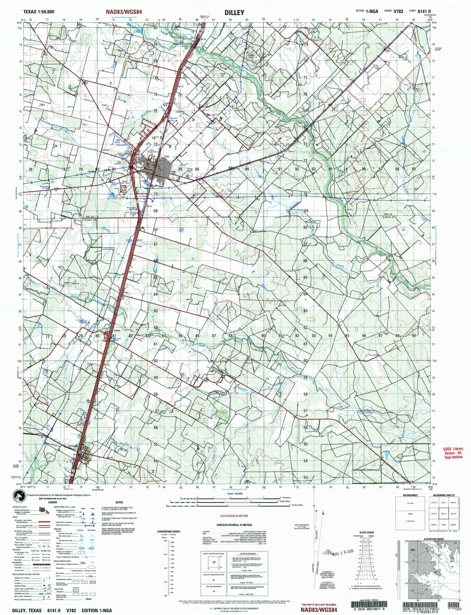 Dilley Texas Military 1:50,000 Map