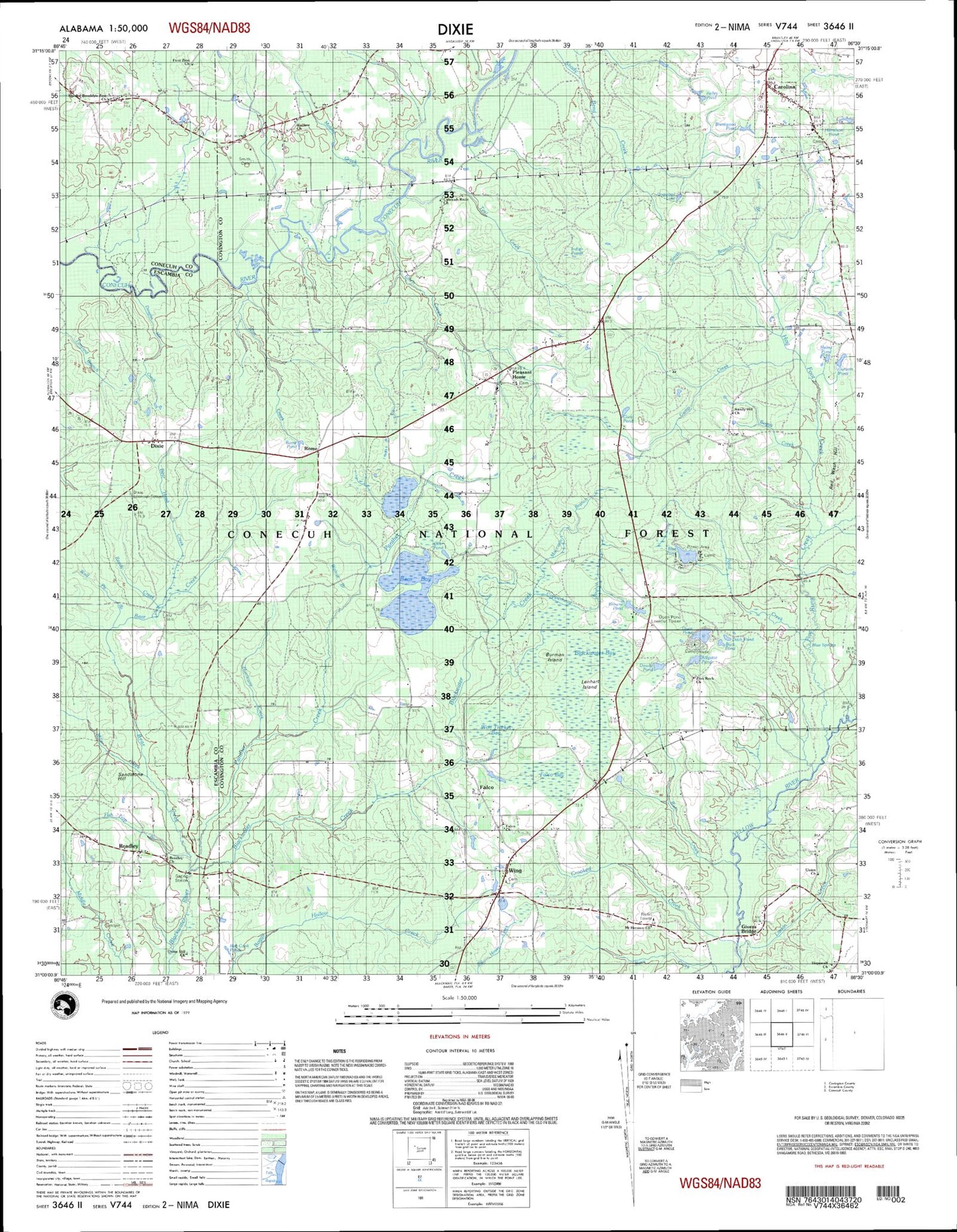 Dixie Alabama Military 1:50,000 Map