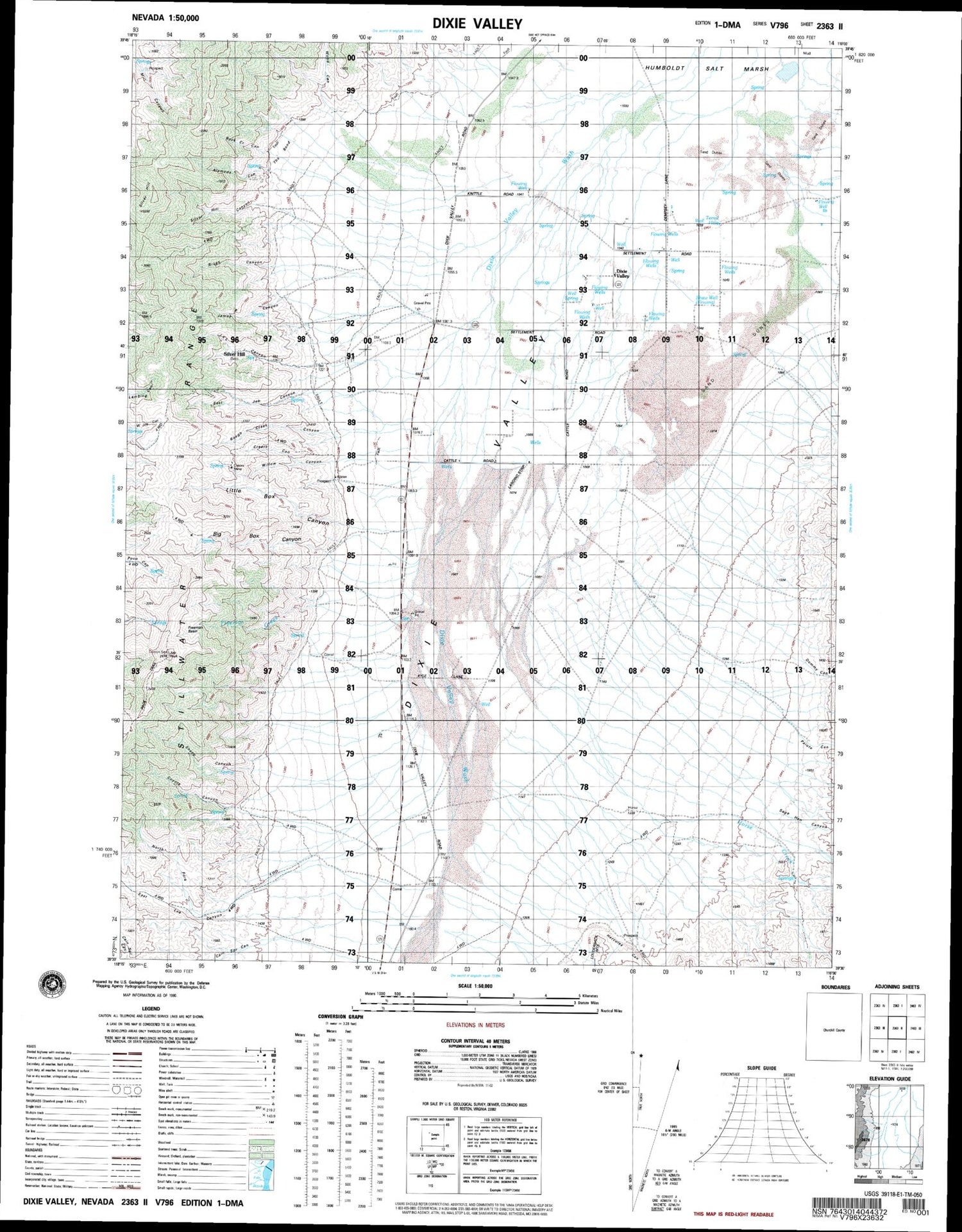 Dixie Valley Nevada Military 1:50,000 Map