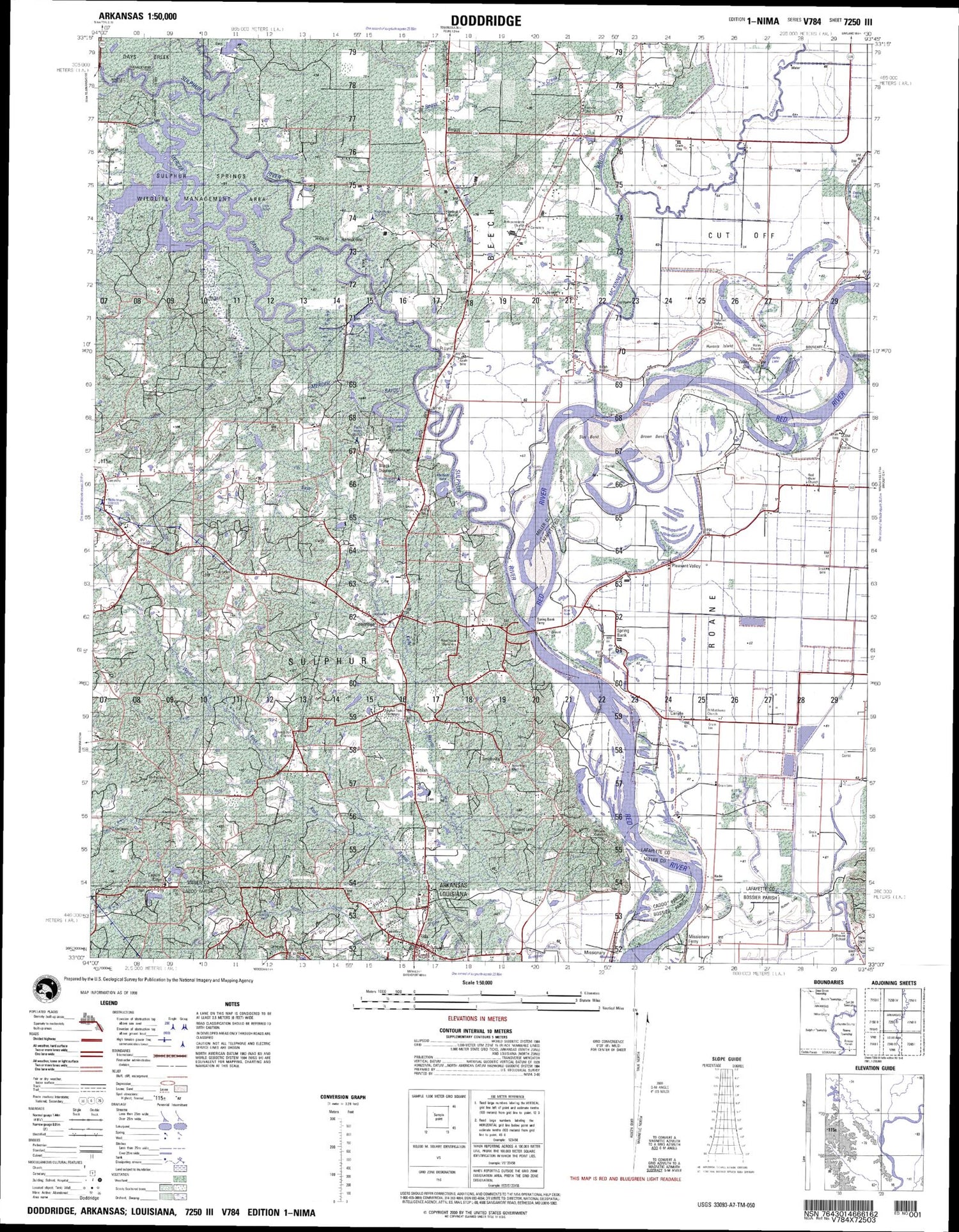 Doddridge Arkansas Military 1:50,000 Map