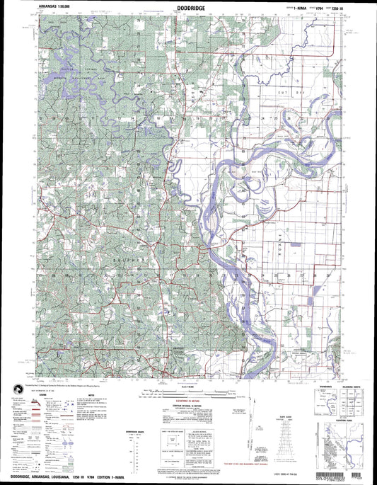 Doddridge Arkansas Military 1:50,000 Map