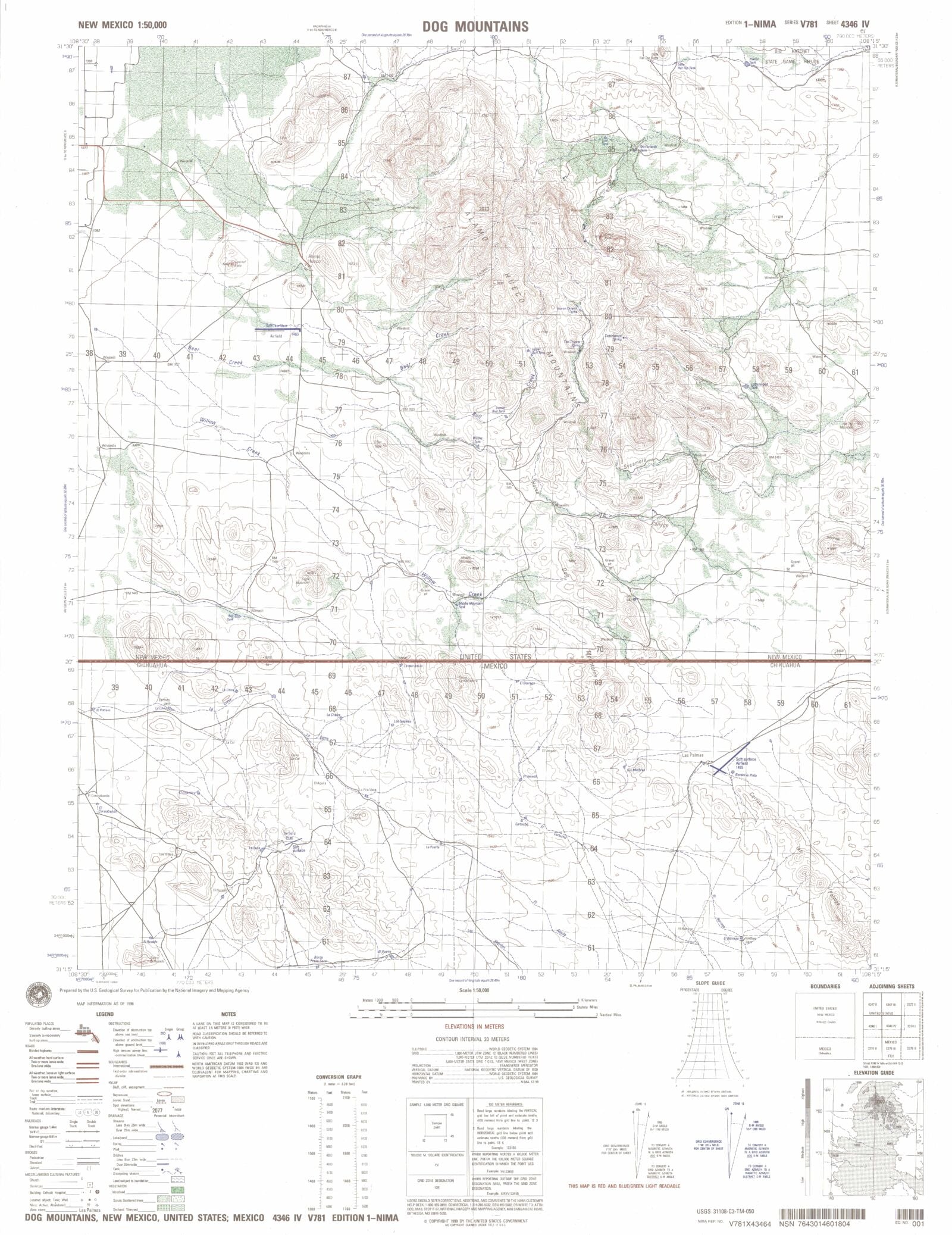 Dog Mountains New Mexico Military 1:50,000 Map – MyTopo Map Store