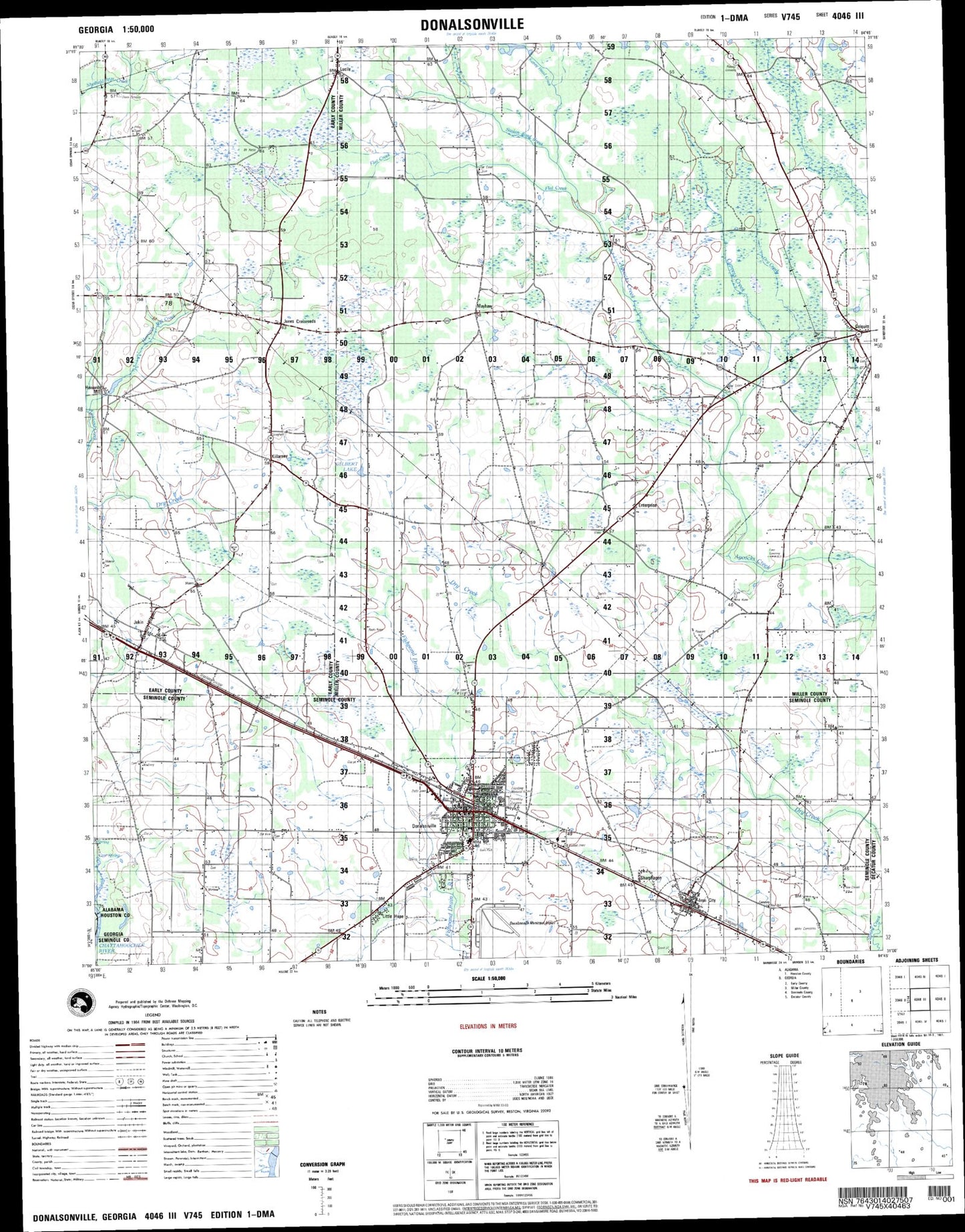 Donalsonville Georgia Military 1:50,000 Map