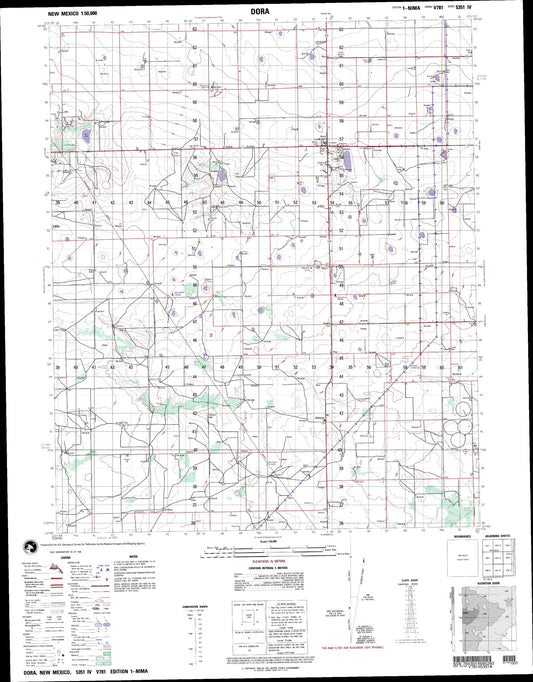 Dora New Mexico Military 1:50,000 Map