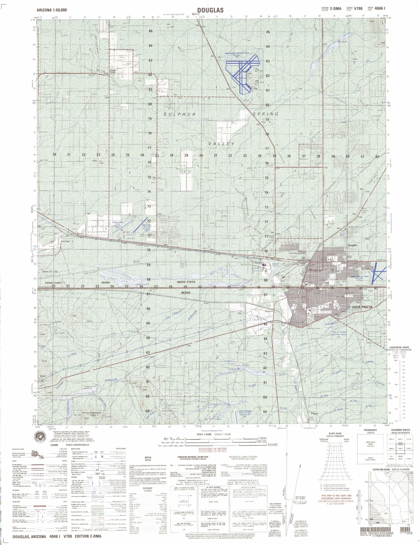 Douglas Arizona Military 1:50,000 Map